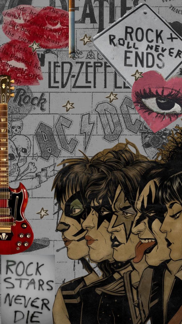 #aesthetic #red #vintage #rock #kiss. Rock n roll art, Rock poster art, Edgy wallpaper