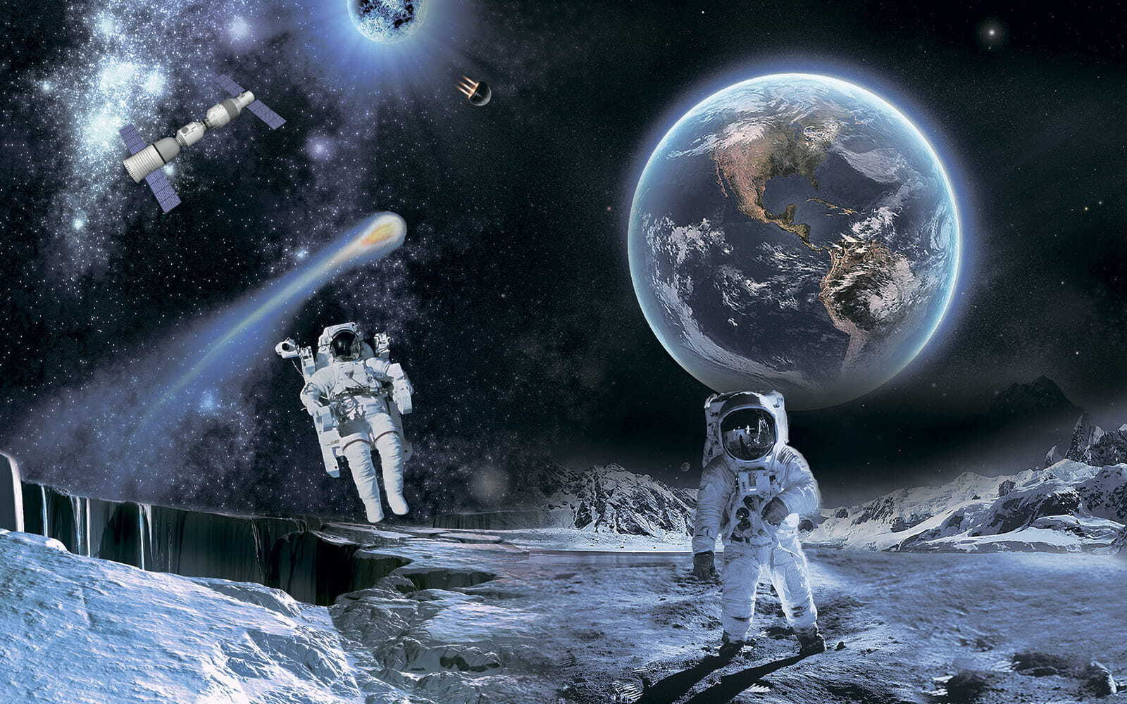 Wall Mural Photo Wallpaper Astronauts on the moon Nr. u23243