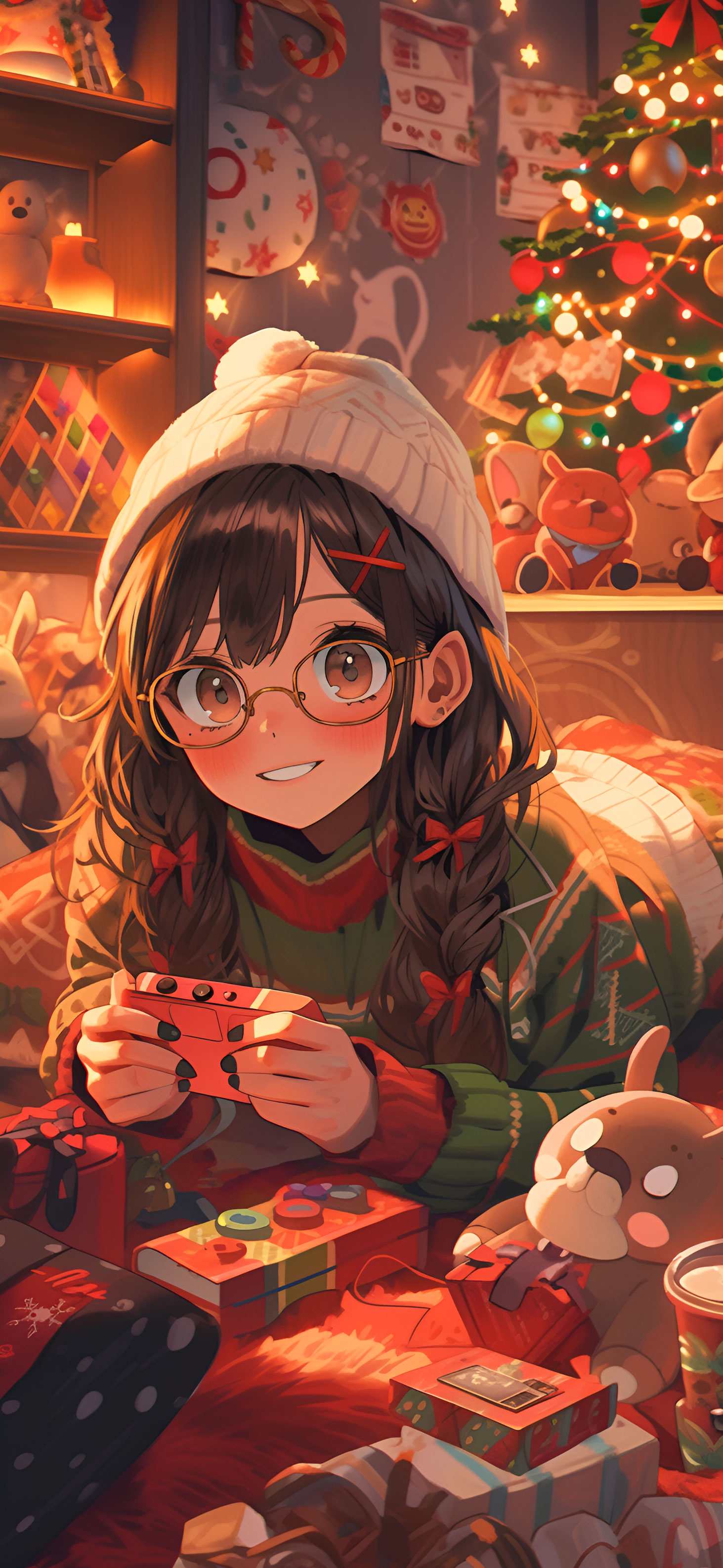 Kawaii Anime Girl & Christmas Tree Cozy