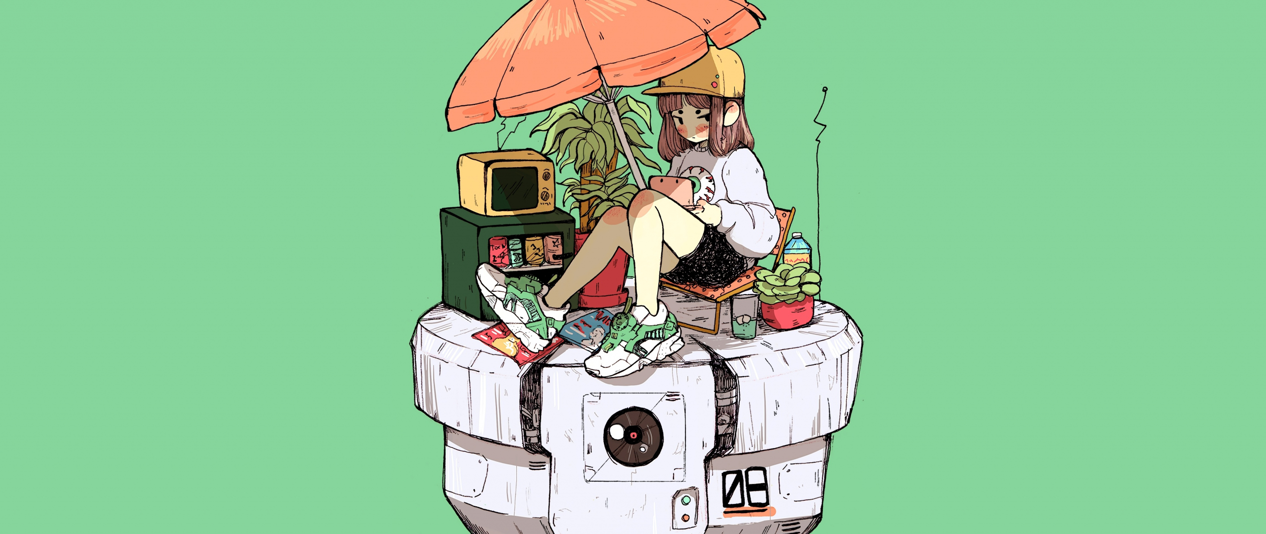 Download wallpaper 2560x1080 anime girl, holiday, relaxed, art, dual wide 2560x1080 HD background, 10678