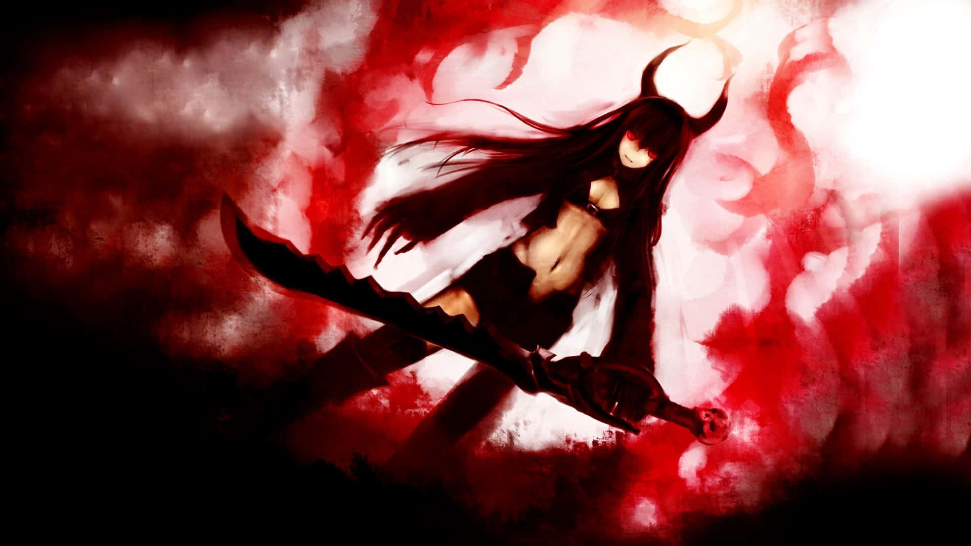 Download Red And Black Anime Holding Sword Wallpaper
