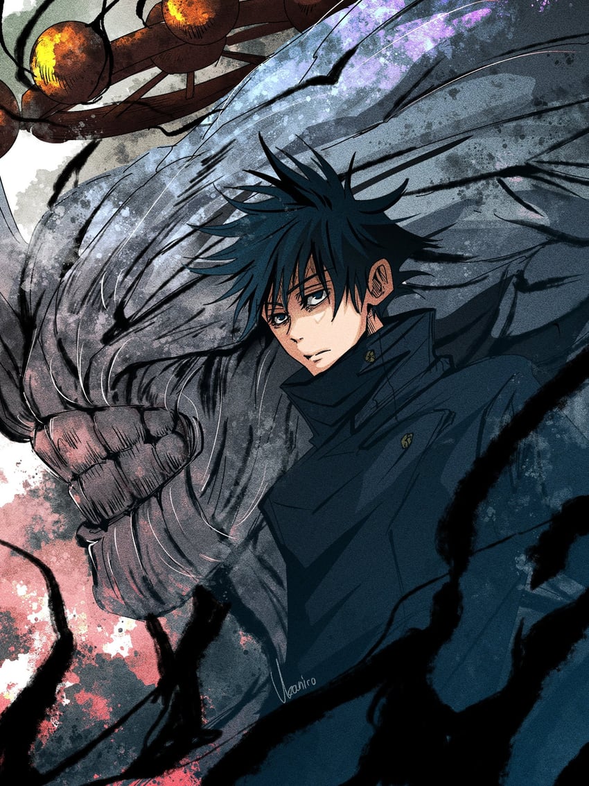 fushiguro megumi and mahoraga (jujutsu kaisen) drawn