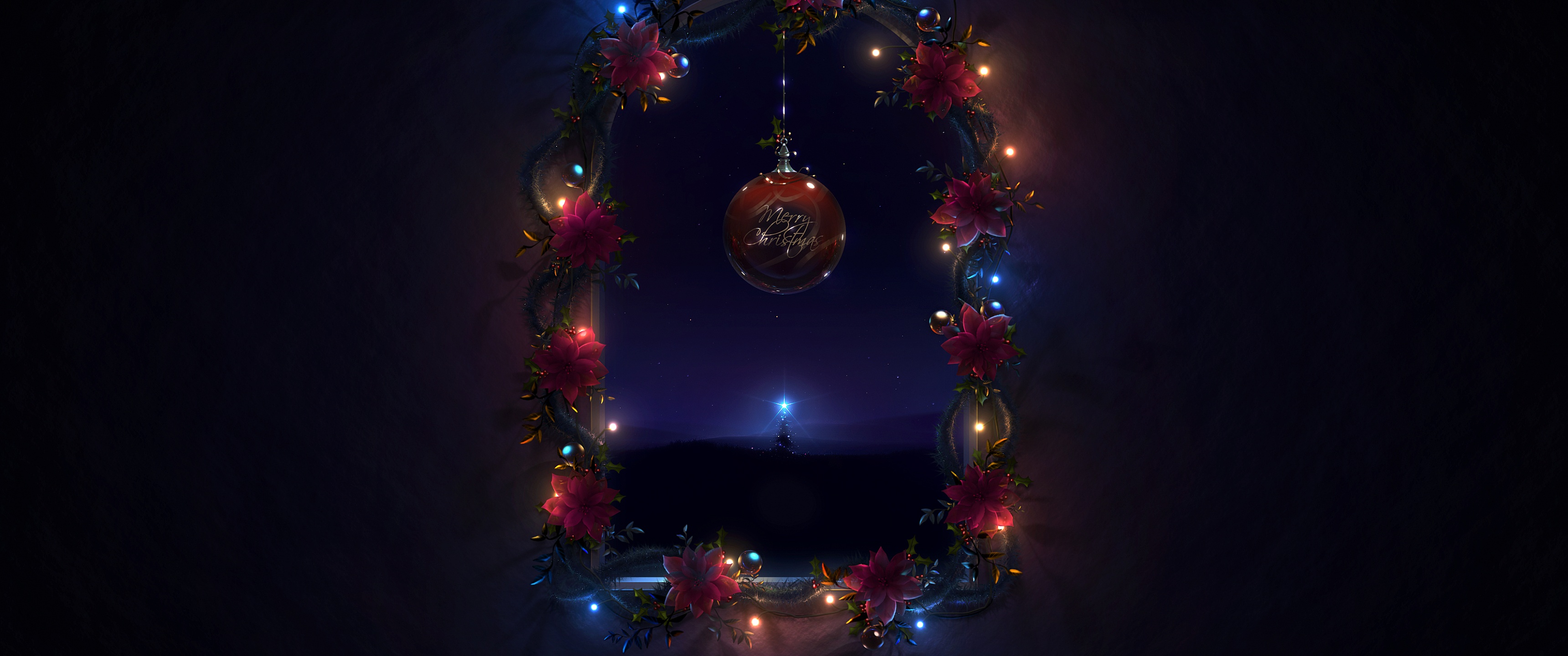 Christmas decoration Wallpaper 4K, Merry Christmas, Night