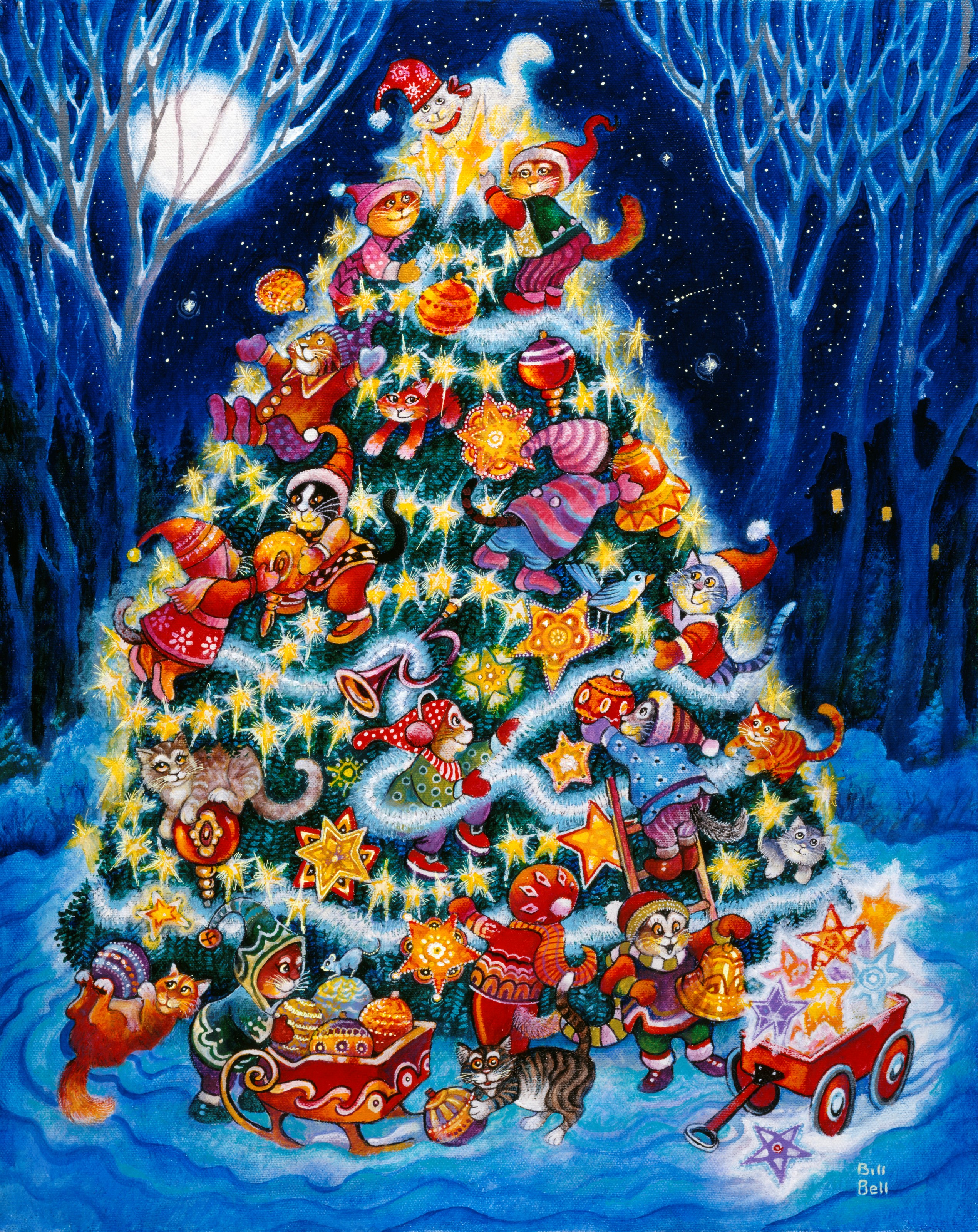 Christmas Cats Mural Wallpaper