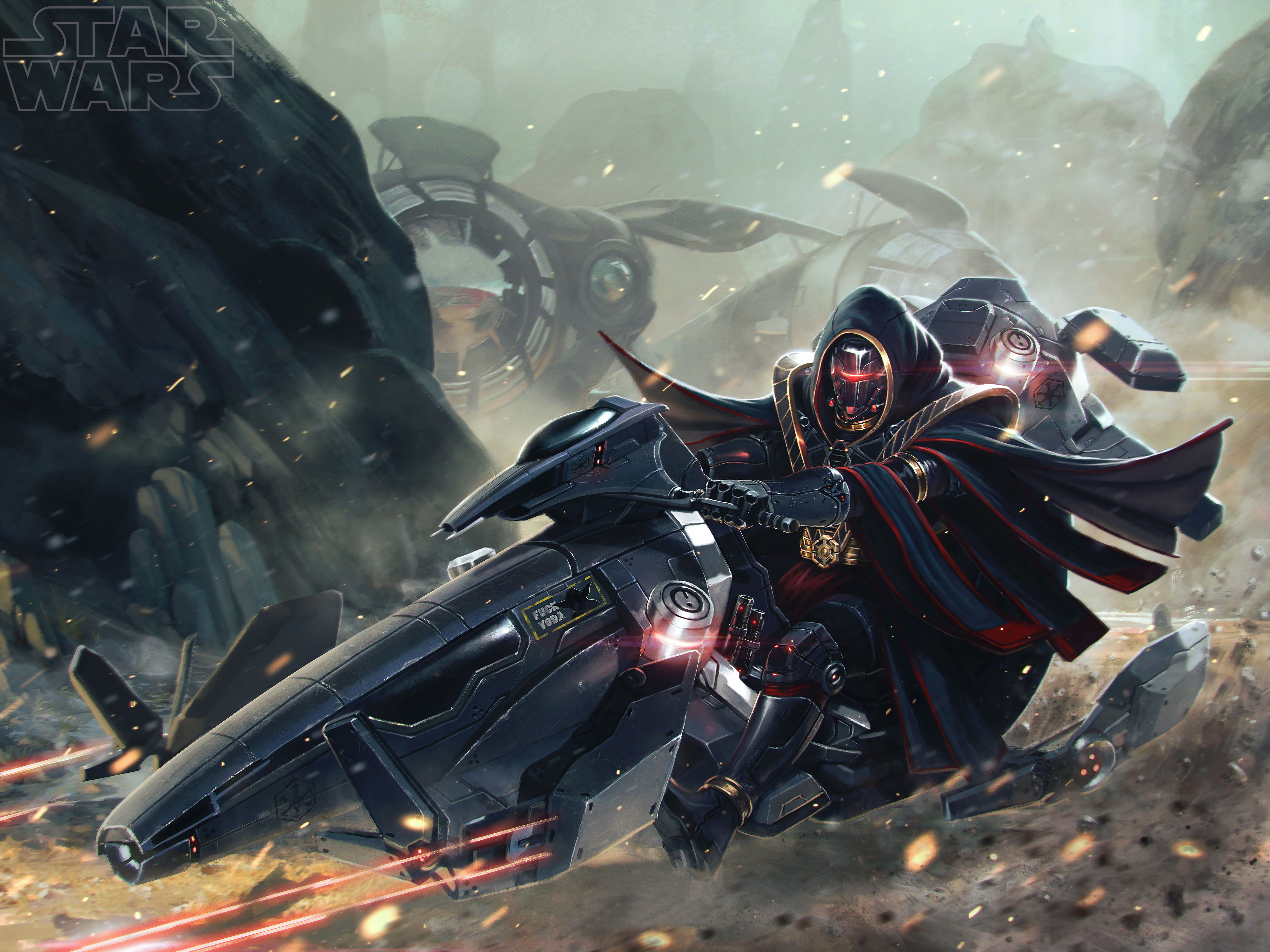 Download wallpaper star wars, fan art, speeder bike, section fantasy in resolution 4000x3000