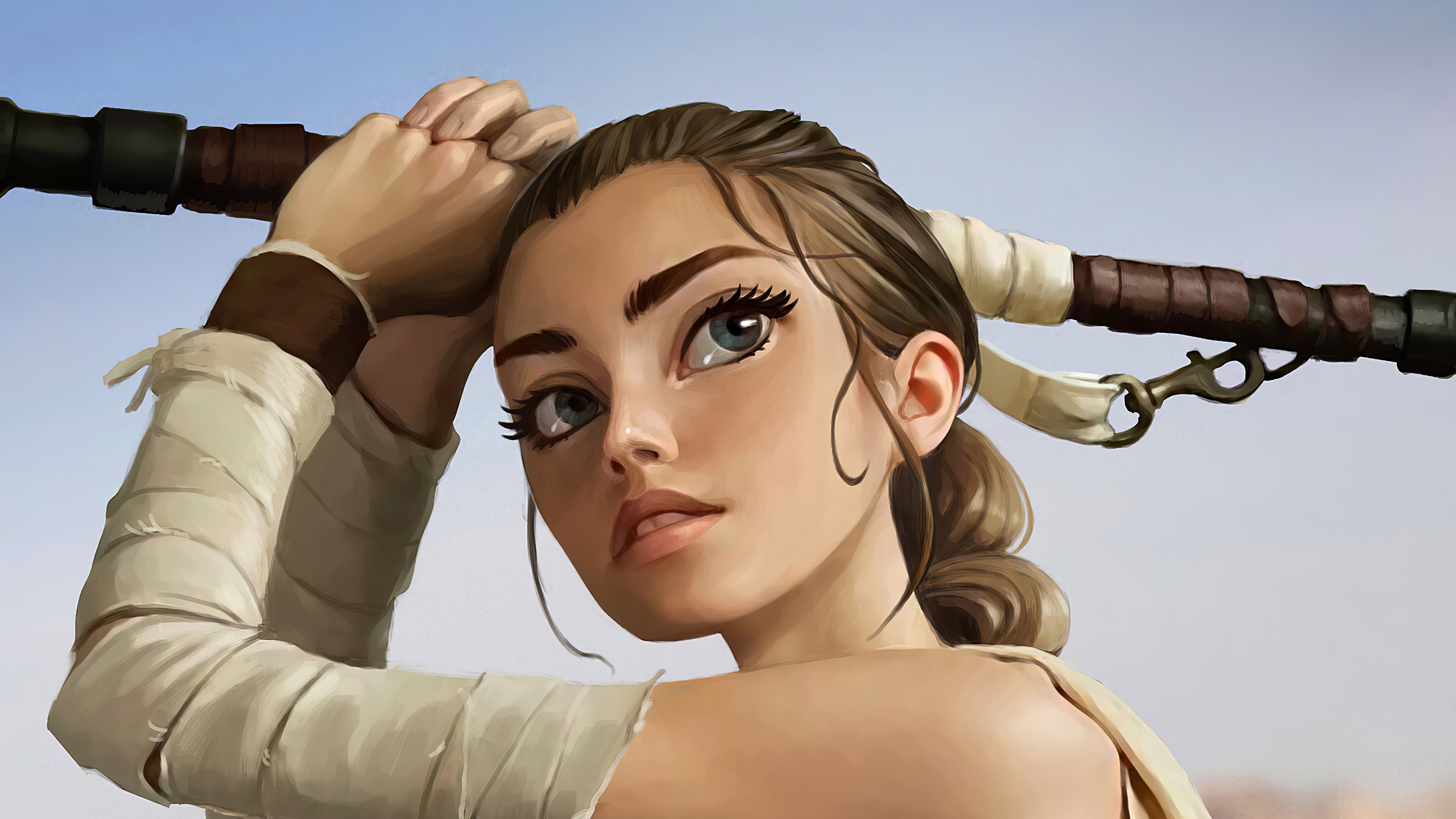 Rey from Star Wars Fanart Wallpaper 4k Ultra HD
