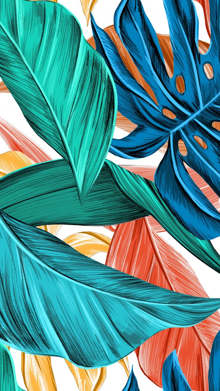 Abstract, leaves, colorful, art wallpaper. Tropical art, Art wallpaper iphone, Art wallpaper