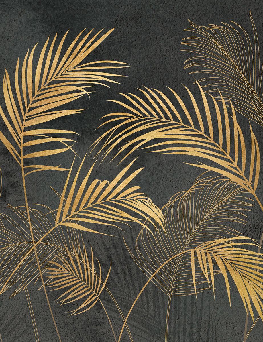 Golden palm leaves wall mural. Современные картины, Абстрактное, Абстрактные картины