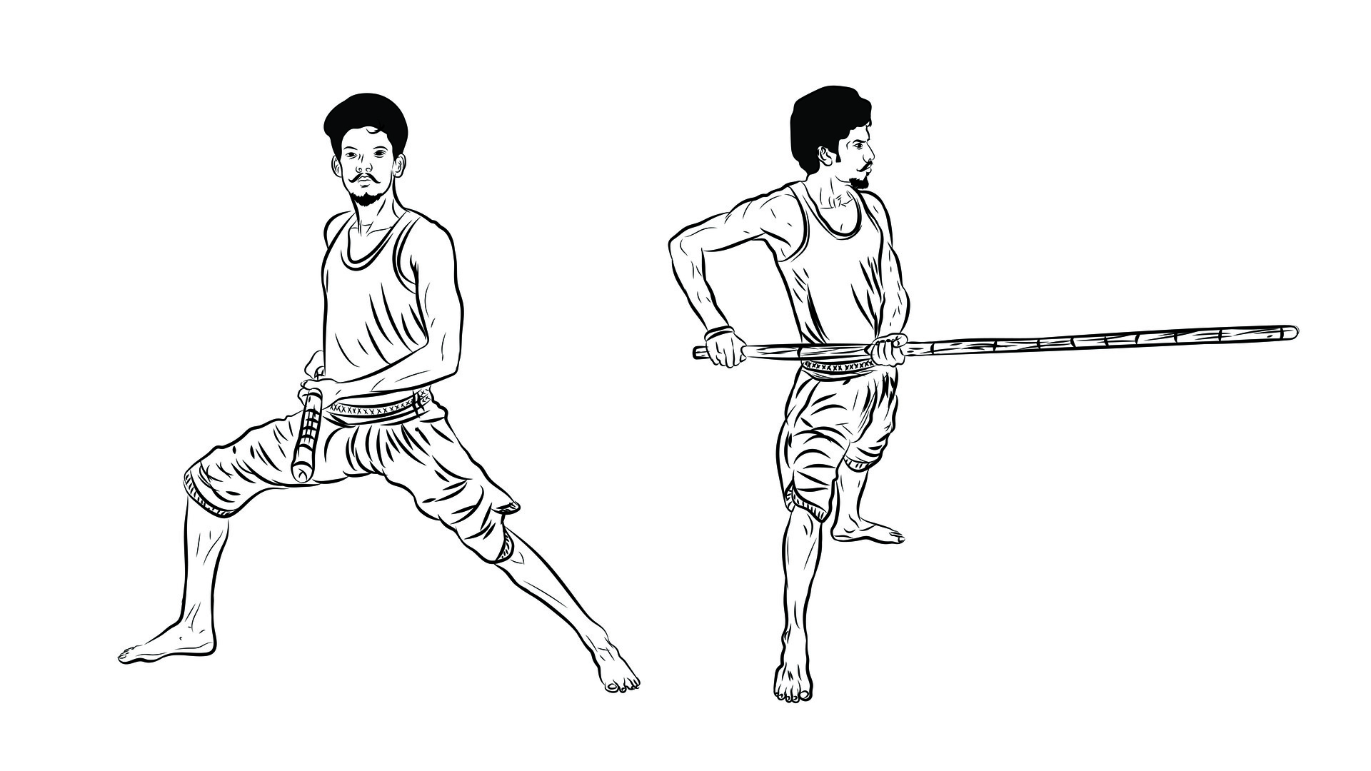 Tamil Traditional Silambam Illustration