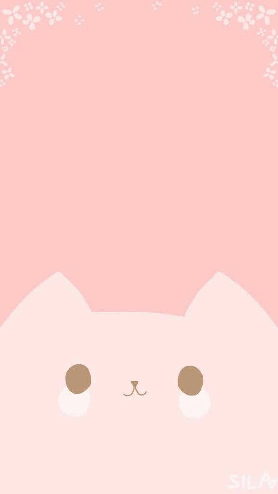 Download Pink Cat And Butterflies Wallpaper
