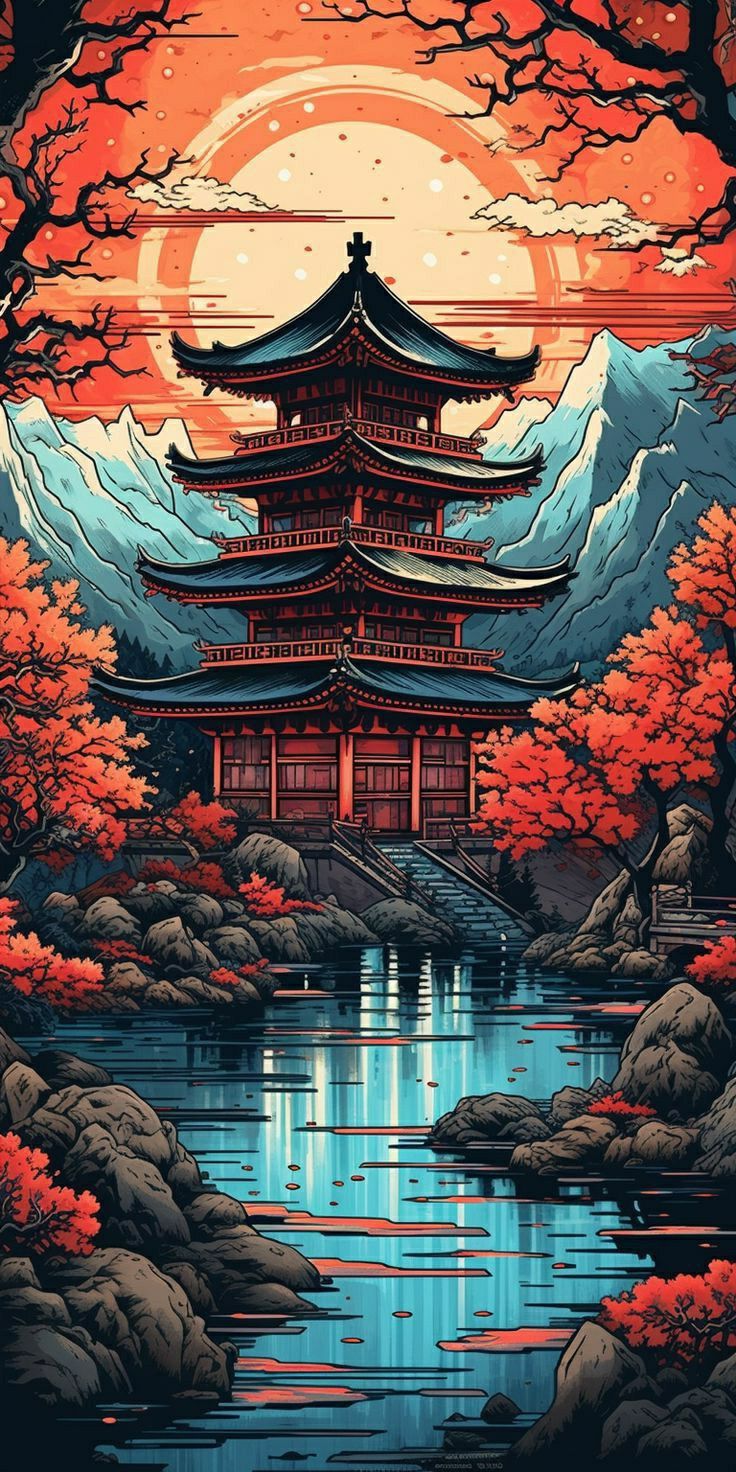 Japanese Temple Artwork iPhone