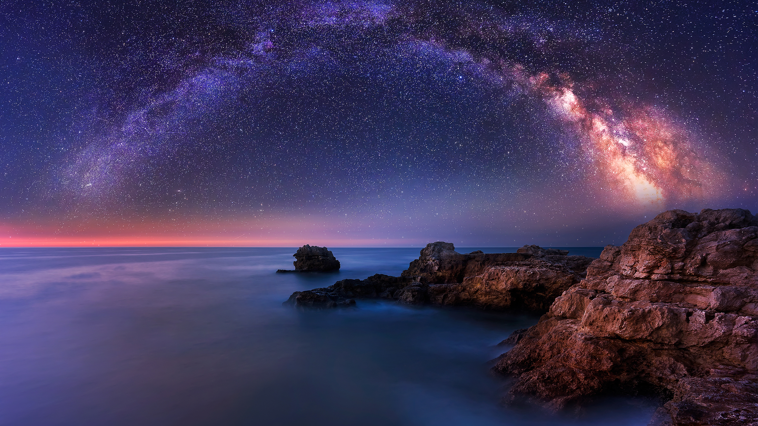Milky Way Over the Sea 2K Wallpaper x 1440 pxK