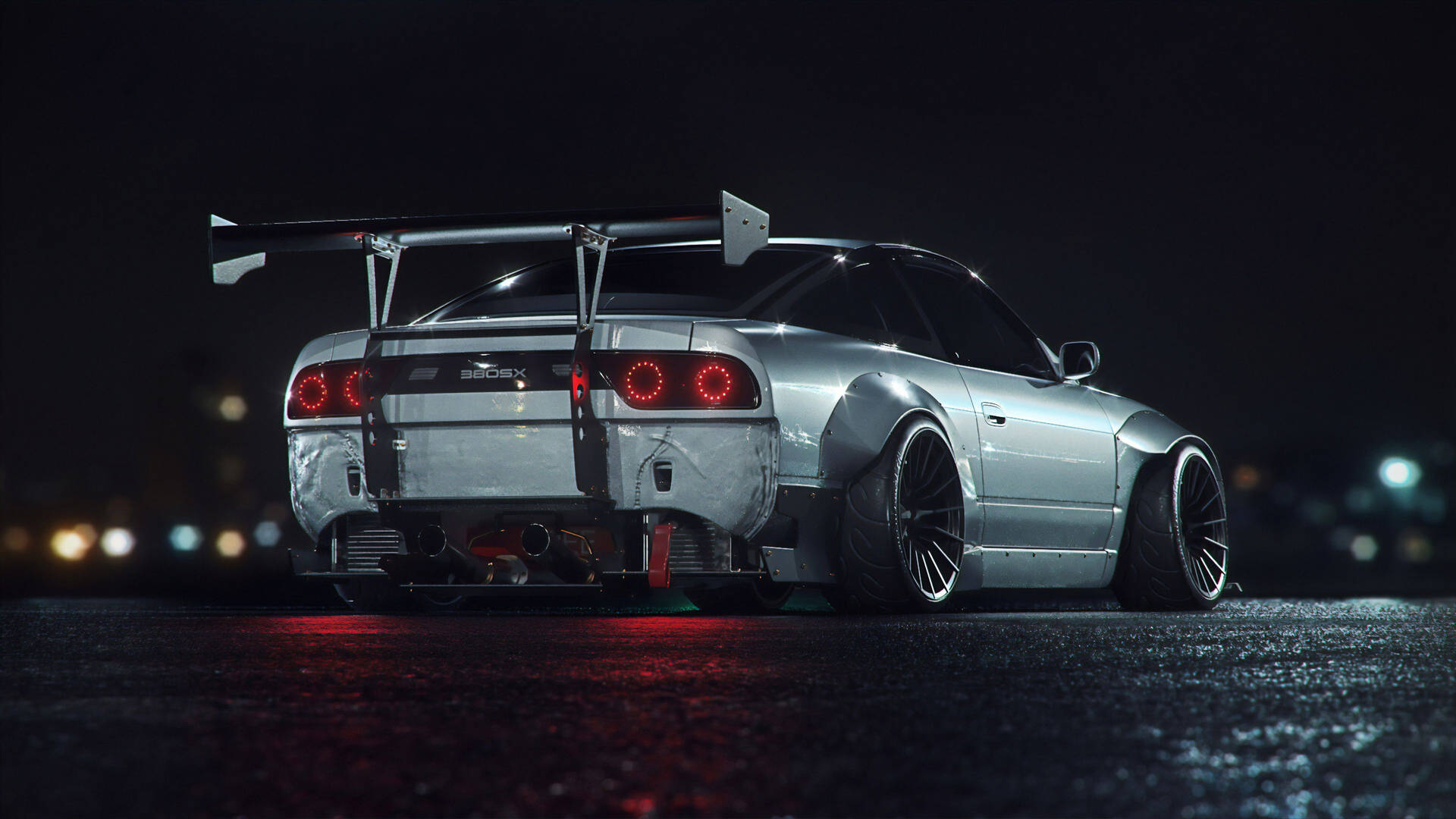 White JDM Car At Night Wallpaper