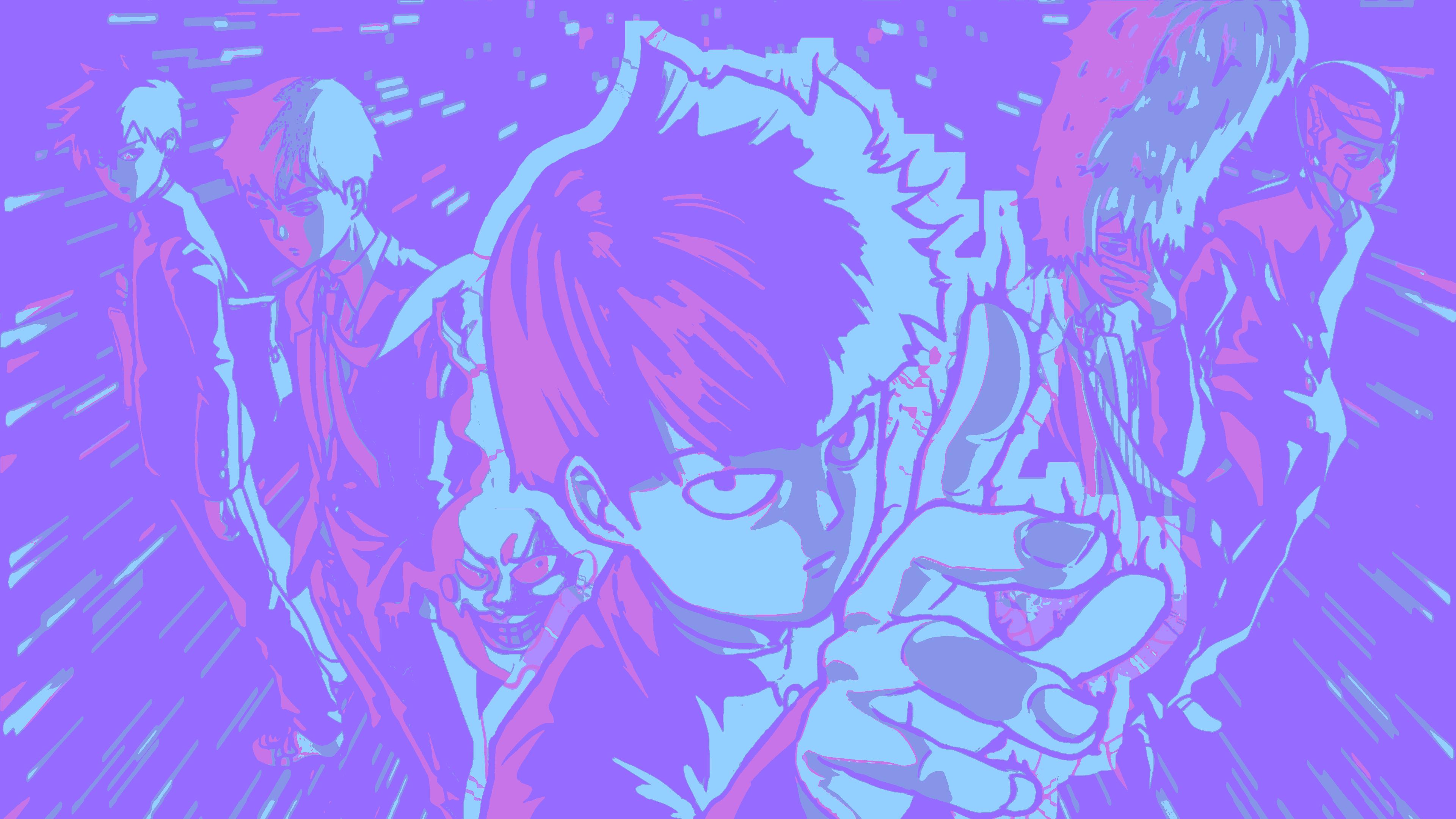 VAPORWAVE Mob Psycho 100 Characters (3840x2160) 4K Wallpaper With ImageGoNord