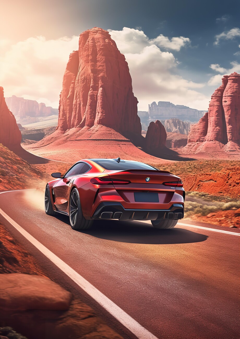Wall Art Print. Bmw M8 Car Desert Cruise