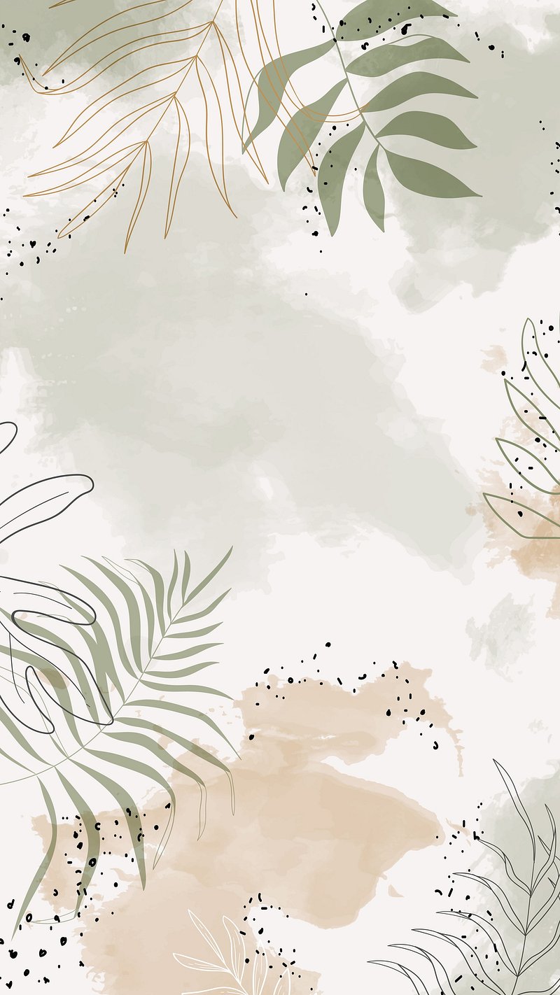Beige Leafy Watercolor Wallpaper Image