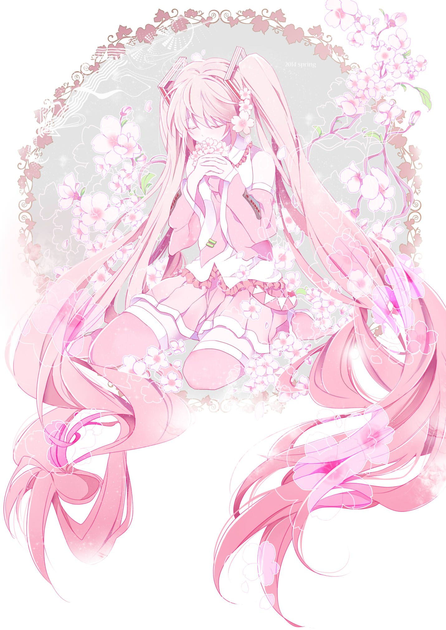hatsune miku and sakura miku (vocaloid) drawn