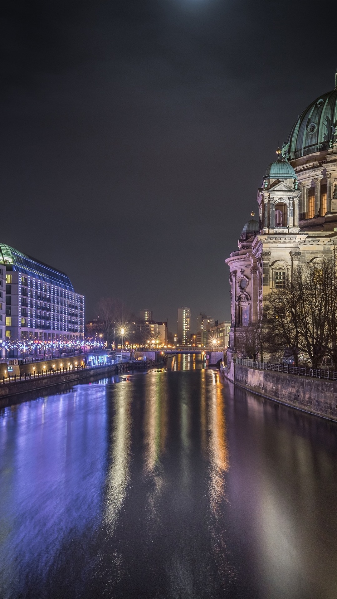 Germany, Berlin, City Night, River, Buildings, Lights 1080x1920 IPhone 8 7 6 6S Plus Wallpaper, Background, Picture, Image