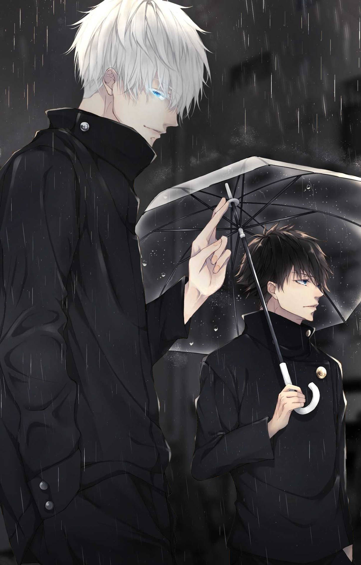 Download Satoru And Megumi Jujutsu Kaisen Phone Dark Raining Wallpaper