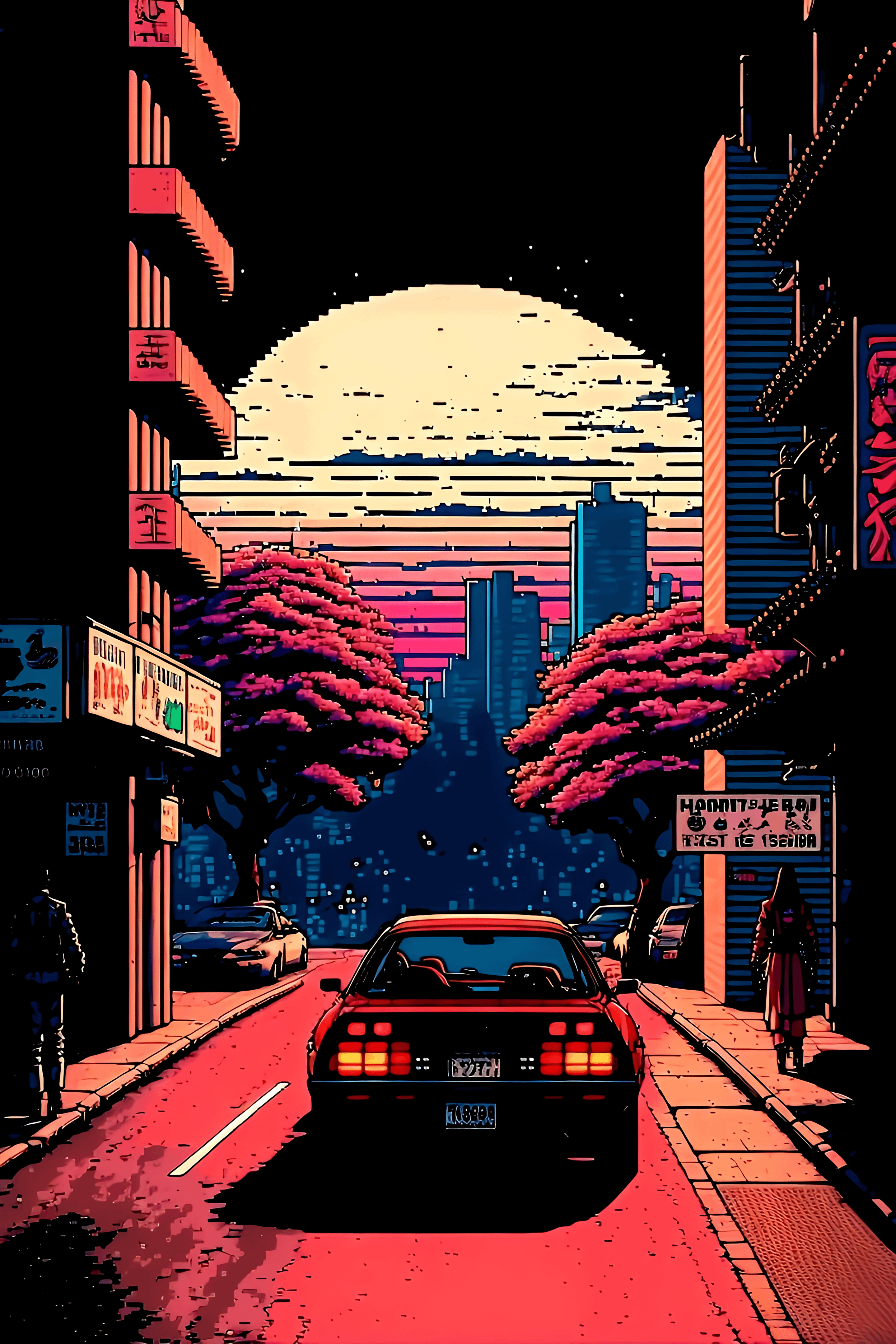 Sunset in Tokyo Pixel Art (2880x4320)
