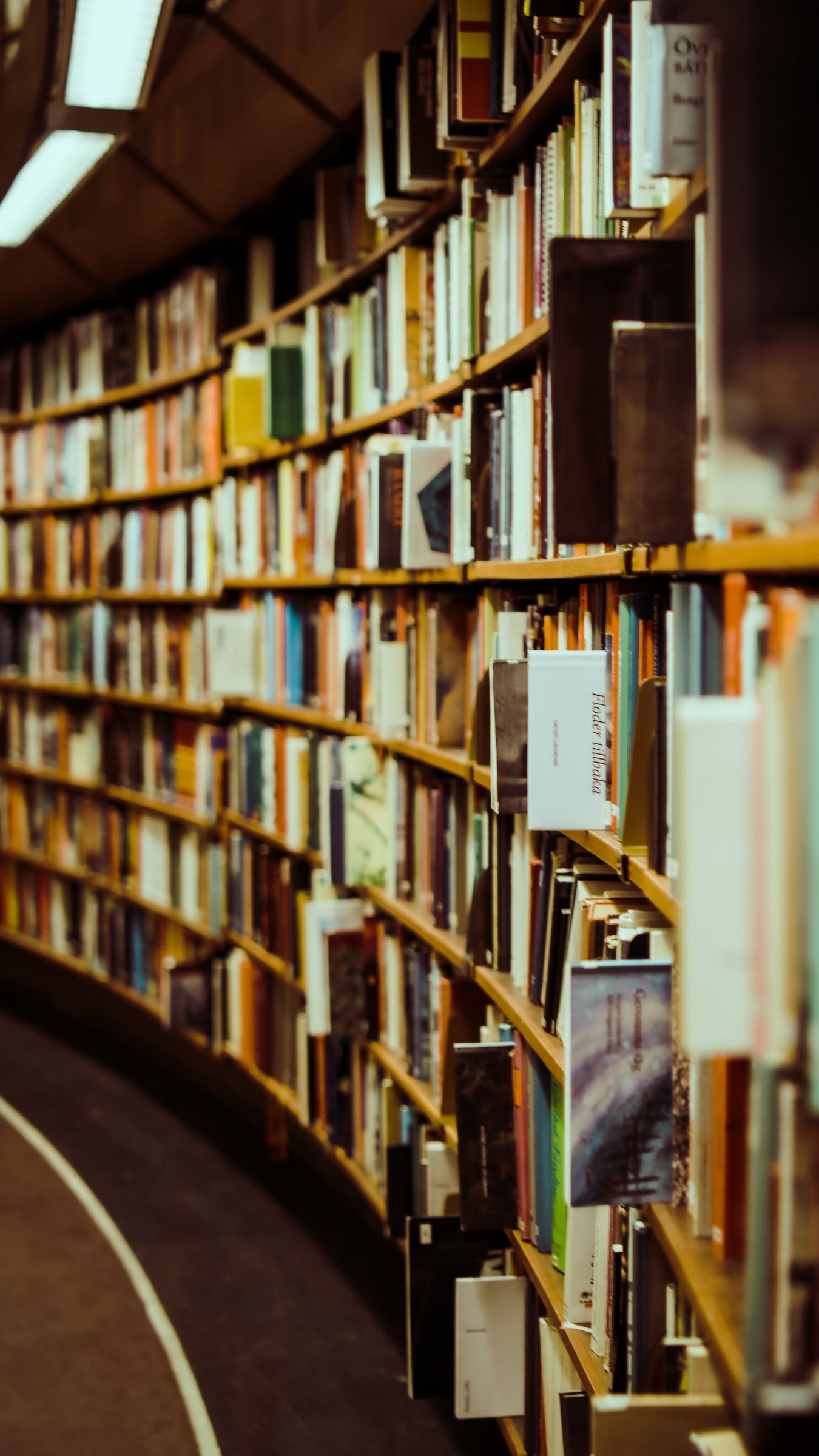 Download wallpaper 1350x2400 library, books, shelving, reading iphone 8+/7+/6s+/for parallax HD background