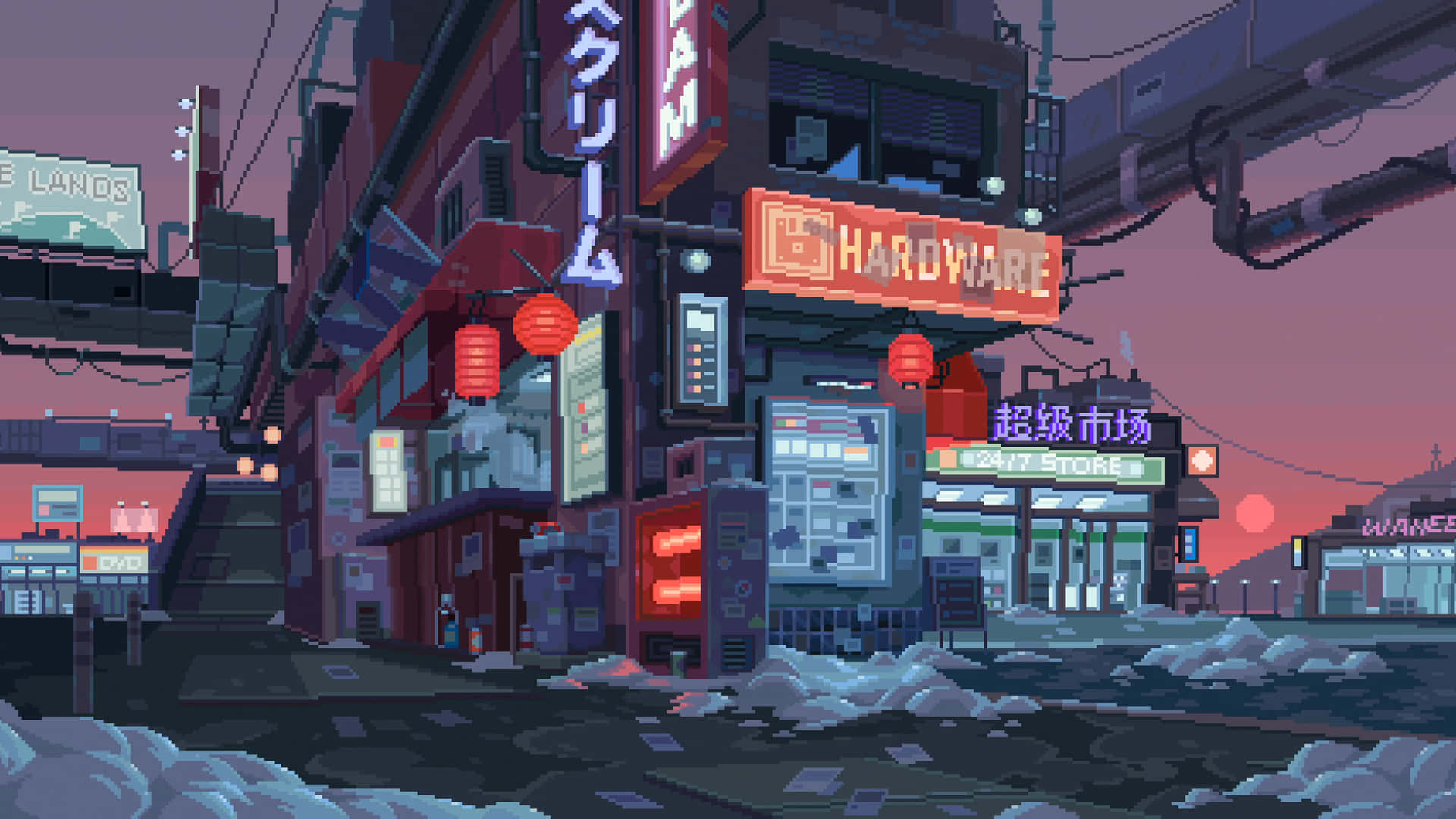 City Pixel Art Wallpaper