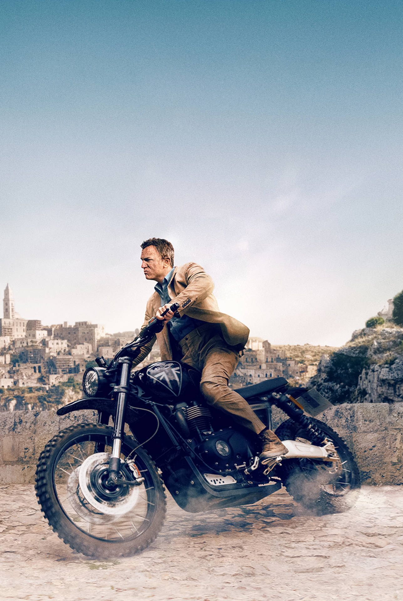 Download No Time To Die James Bond Riding Motorcycle Wallpaper
