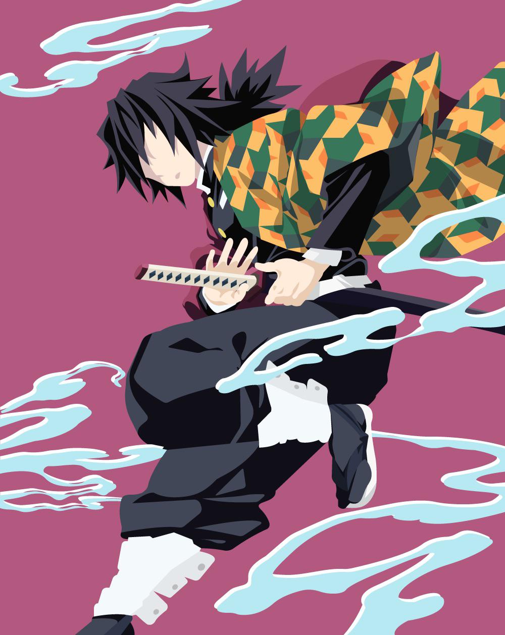 Tomioka Giyuu Phone And Desktop Minimalist Background Wallpaper! Enjoy !