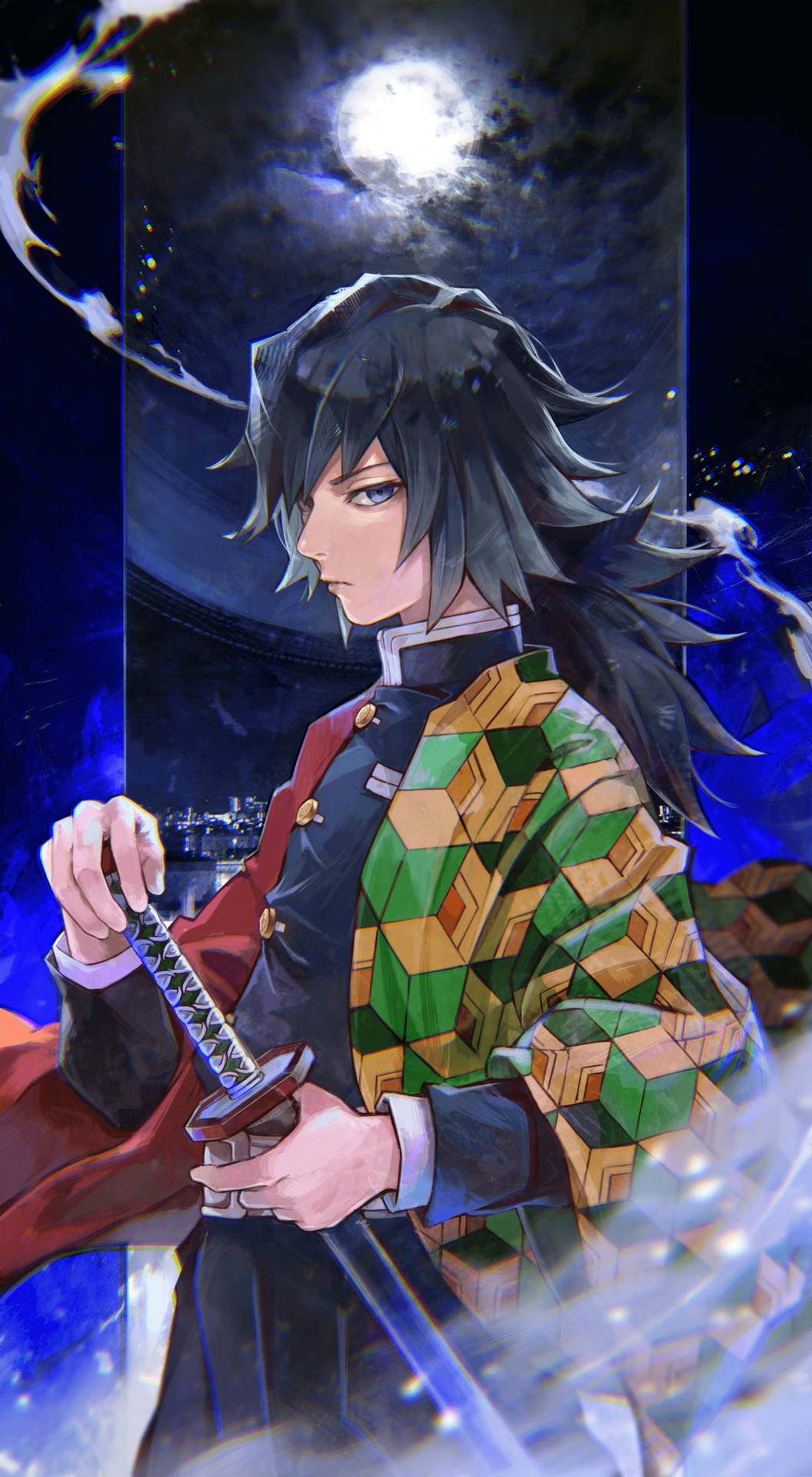 Download Giyuu Tomioka Under A Full Moon Wallpaper