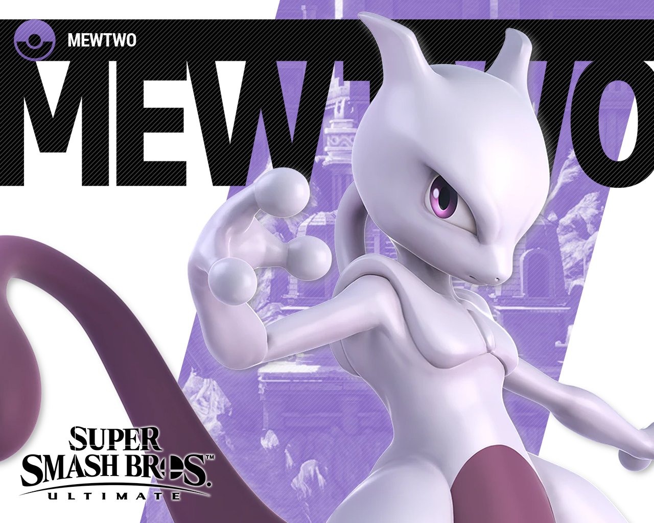 Super Smash Bros Ultimate Mewtwo Wallpaper with Monocle