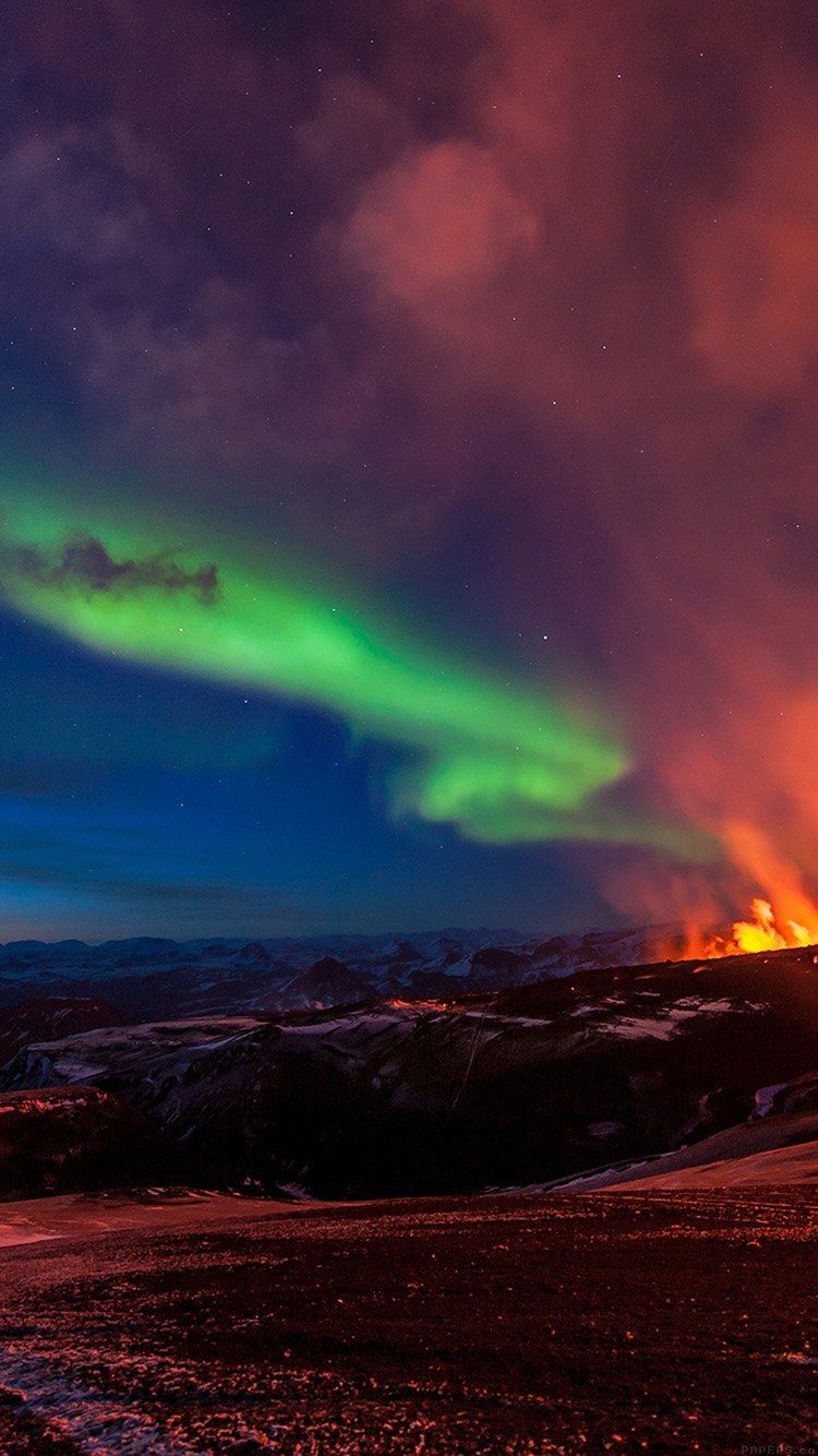 Iceland mountain fire nature Download Free Wallpaper for phone