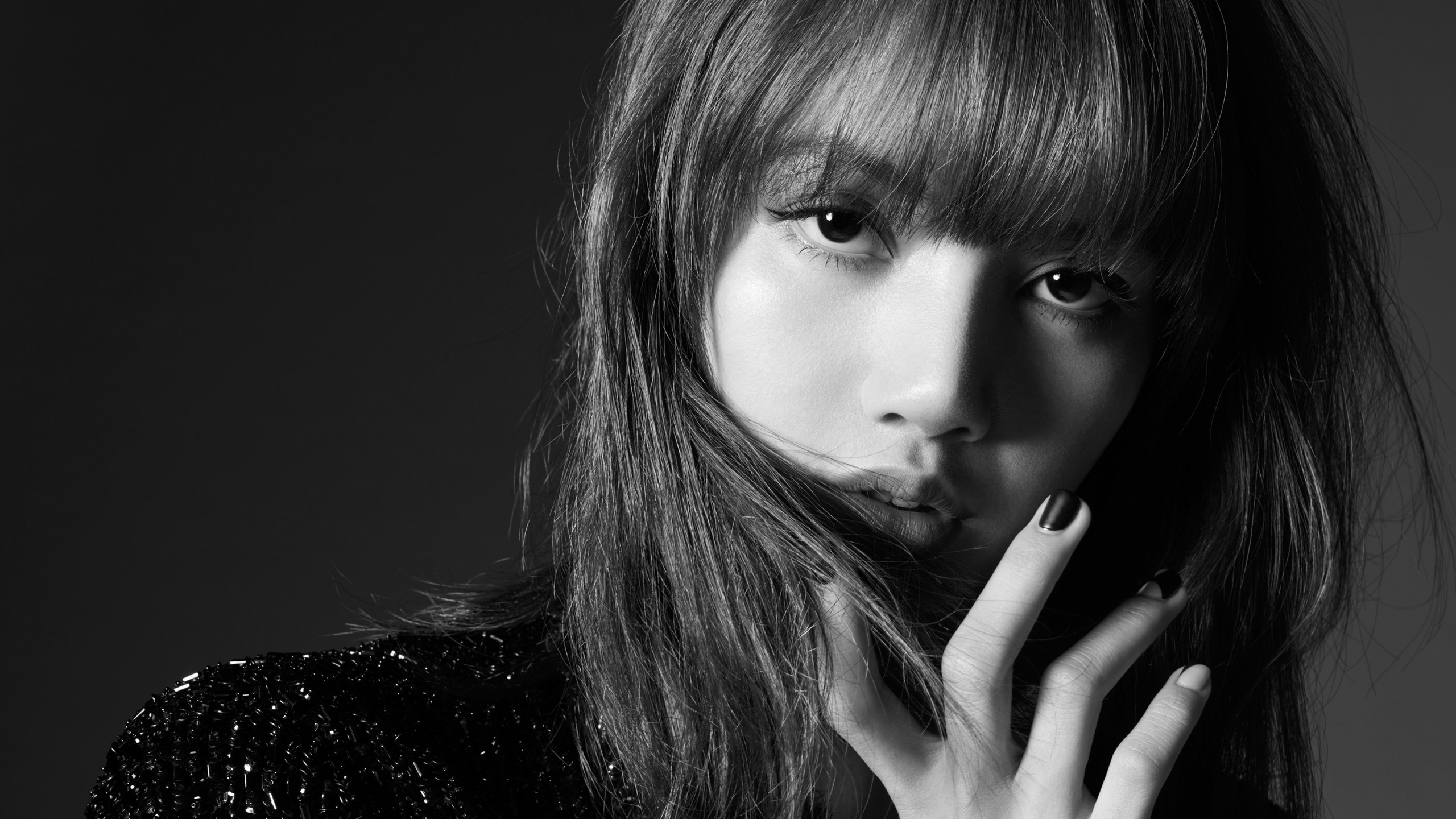 Lisa Wallpaper 4K, Monochrome, Blackpink