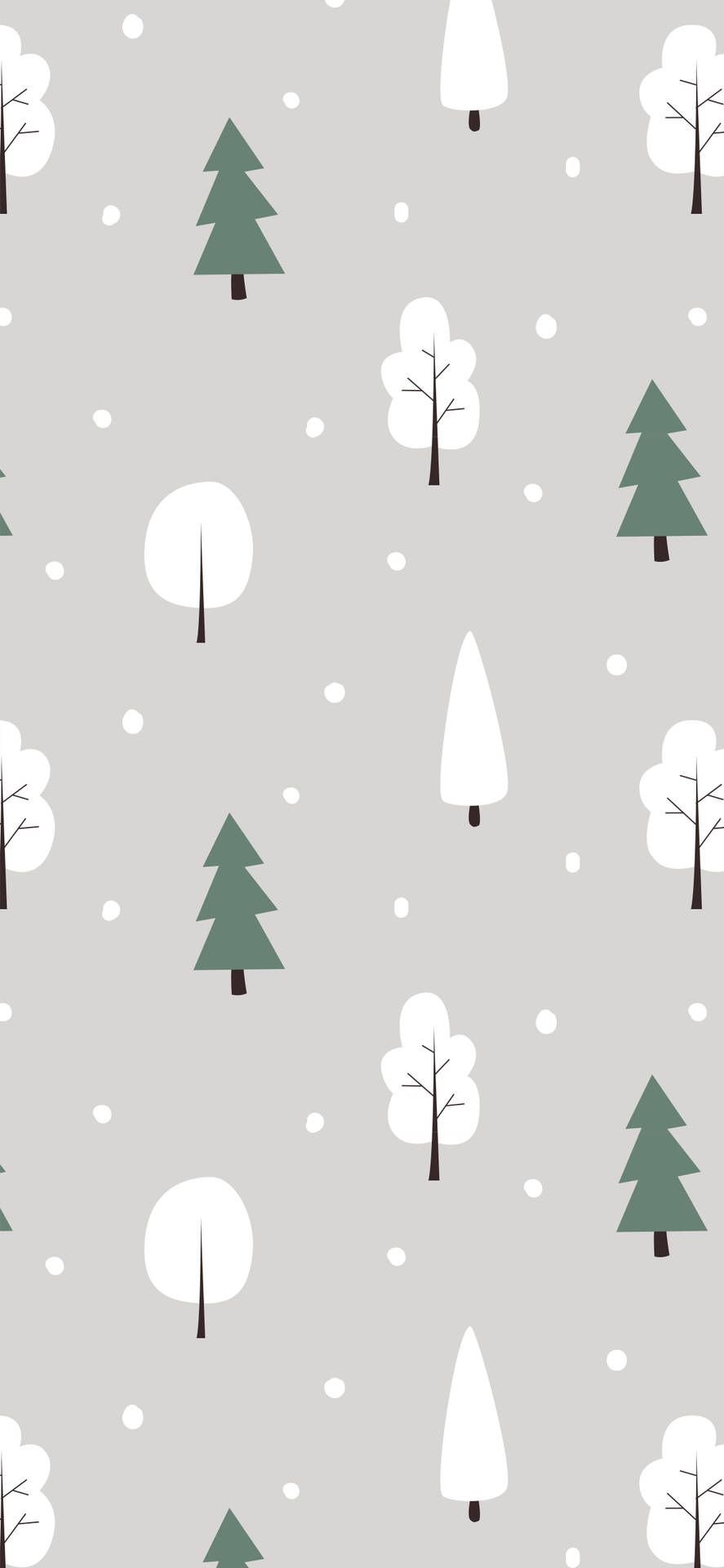 Download A Gray And White Pattern With Trees And Snowflakes Wallpaper