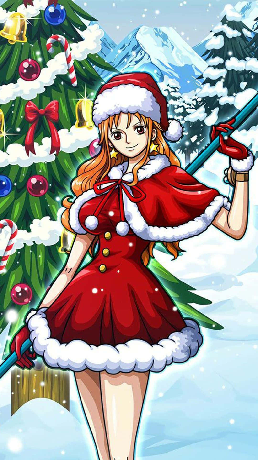 Download Santa Outfit Nami One Piece Wallpaper