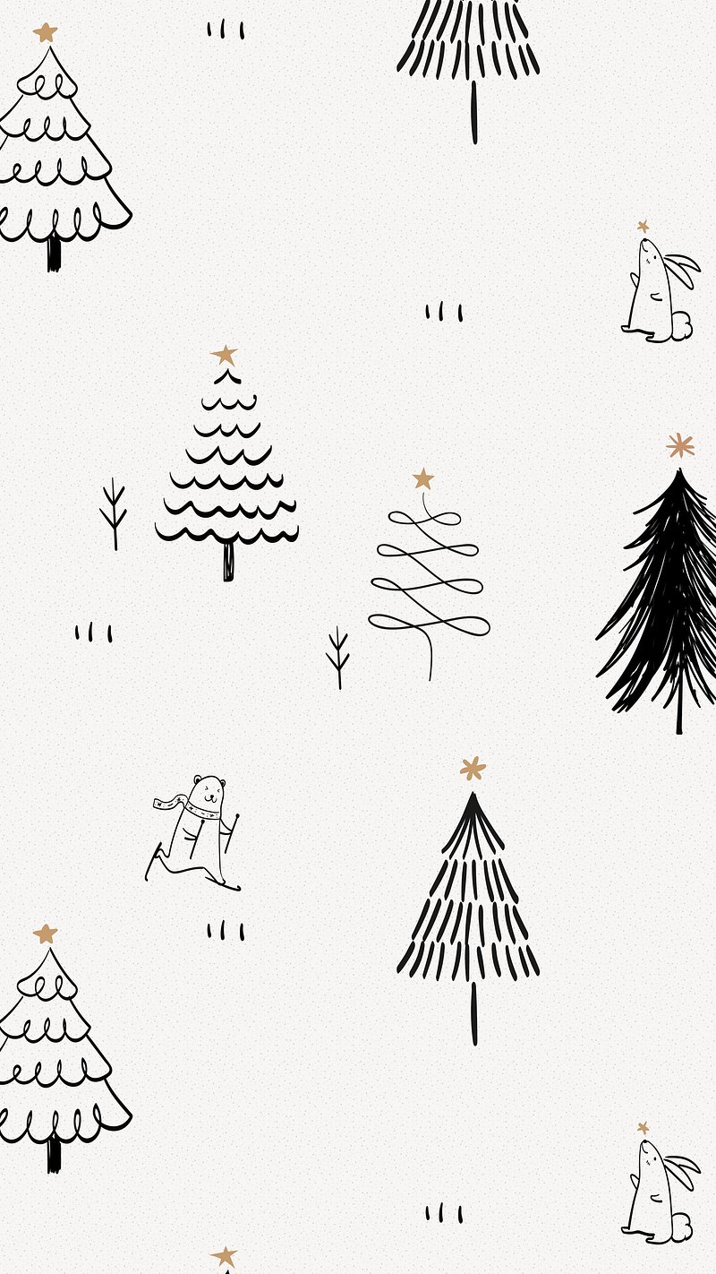 Cute Christmas phone wallpaper, black
