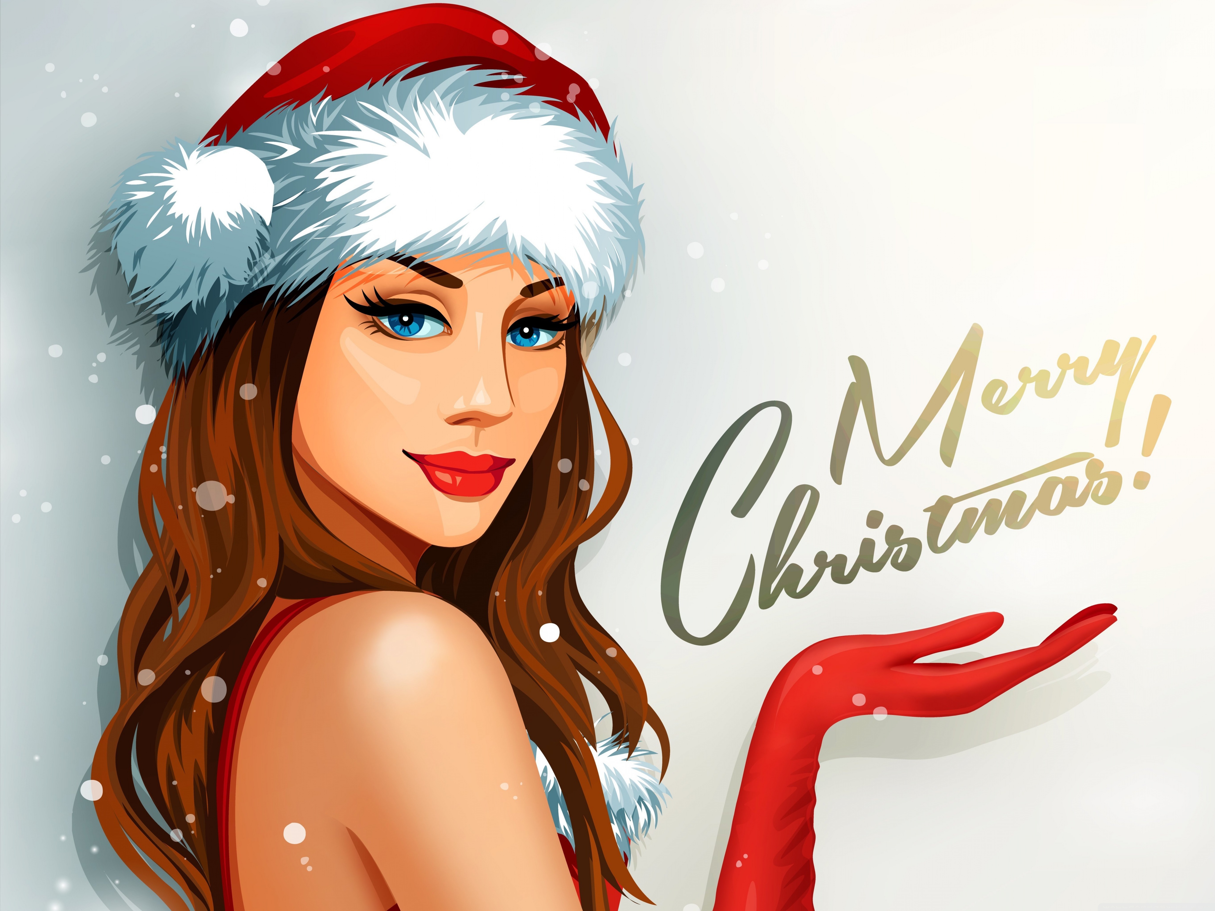 Christmas Santa Girl Ultra HD Desktop Background Wallpaper for 4K UHD TV, Widescreen & UltraWide Desktop & Laptop, Multi Display, Dual Monitor, Tablet