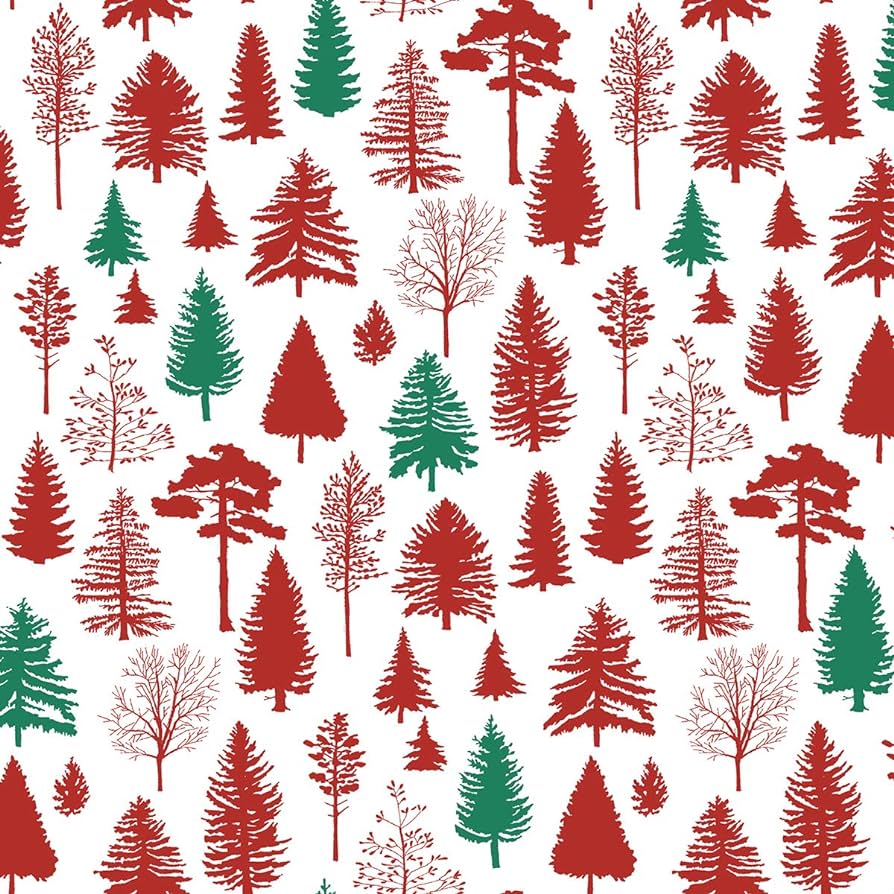 NextWall Winter Forest Christmas Peel and Stick Wallpaper (Red & Evergreen)