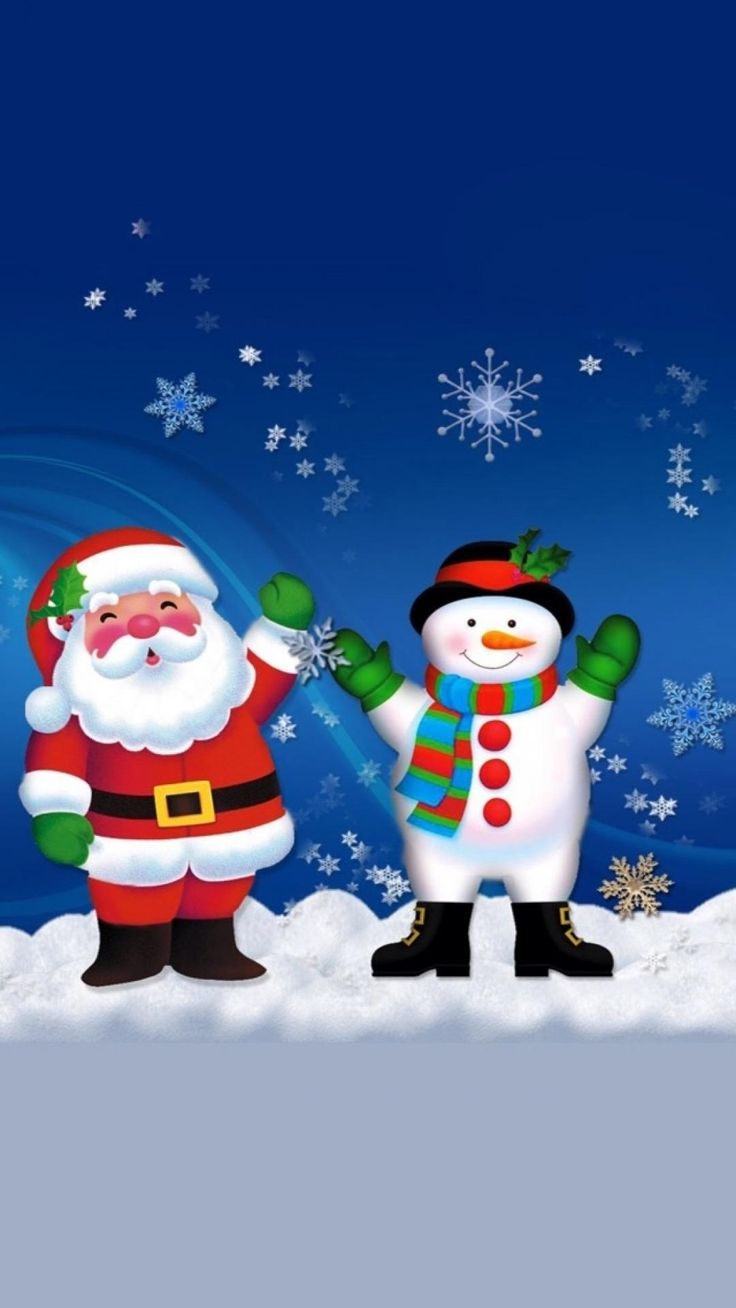 Merry Christmas Santa Claus And Snowman #iPhone #plus #wallpaper. Merry christmas wallpaper, Christmas picture, Merry christmas santa