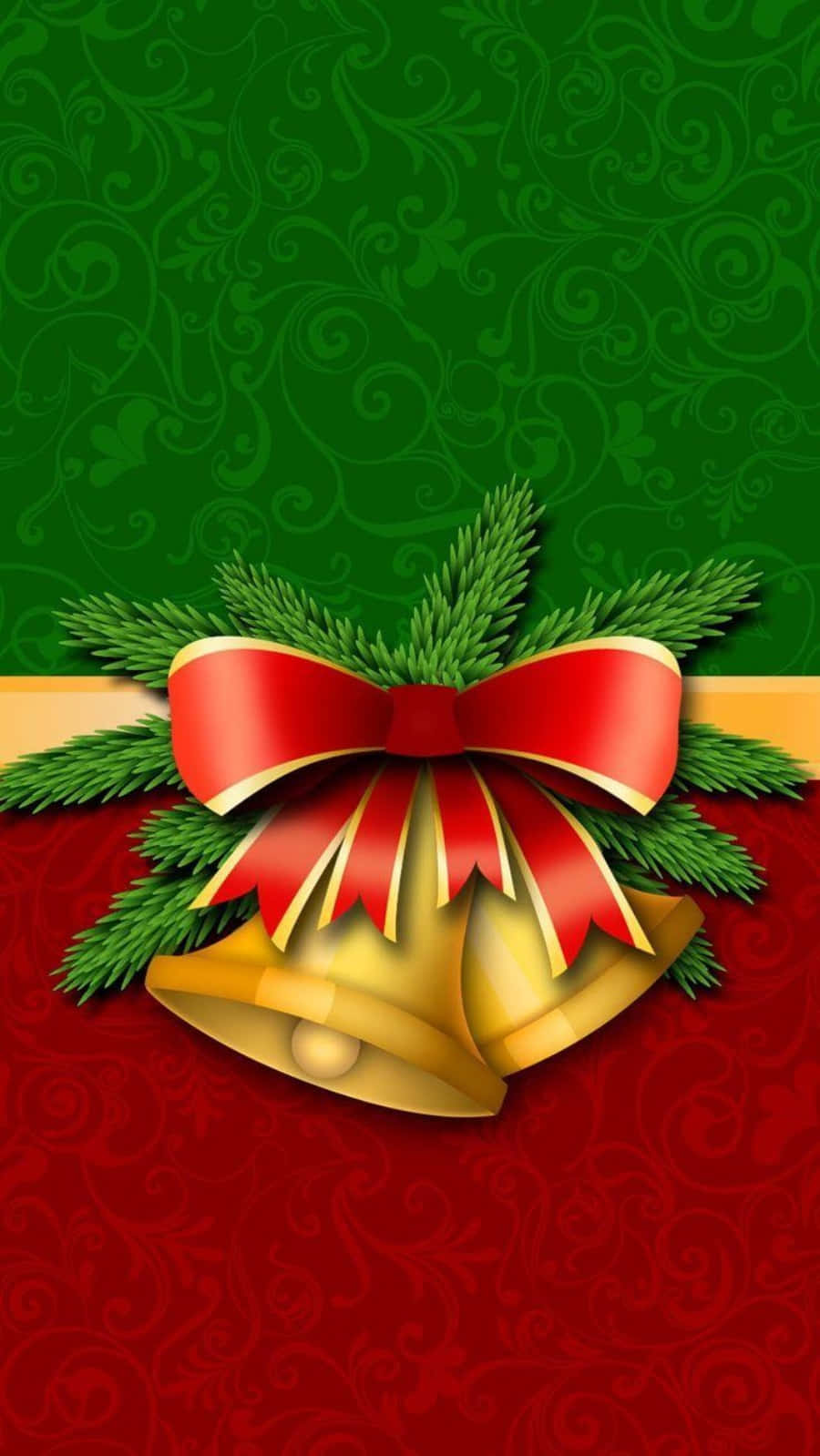 Download Red And Green Christmas Bells Wallpaper