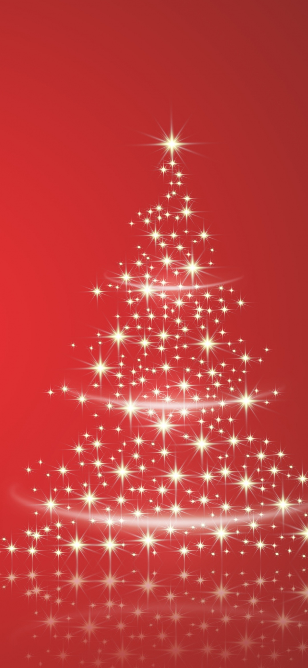 Christmas tree Wallpaper 4K, Sparkles, Red background