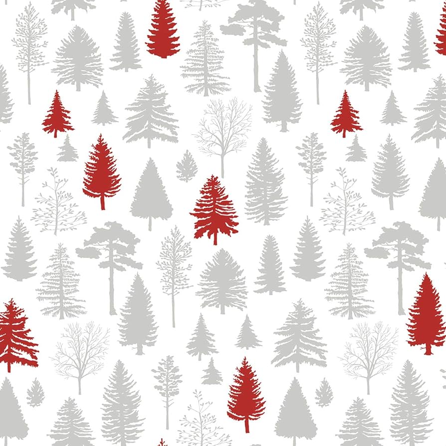 NextWall Winter Forest Christmas Peel and Stick Wallpaper (Grey & Red)