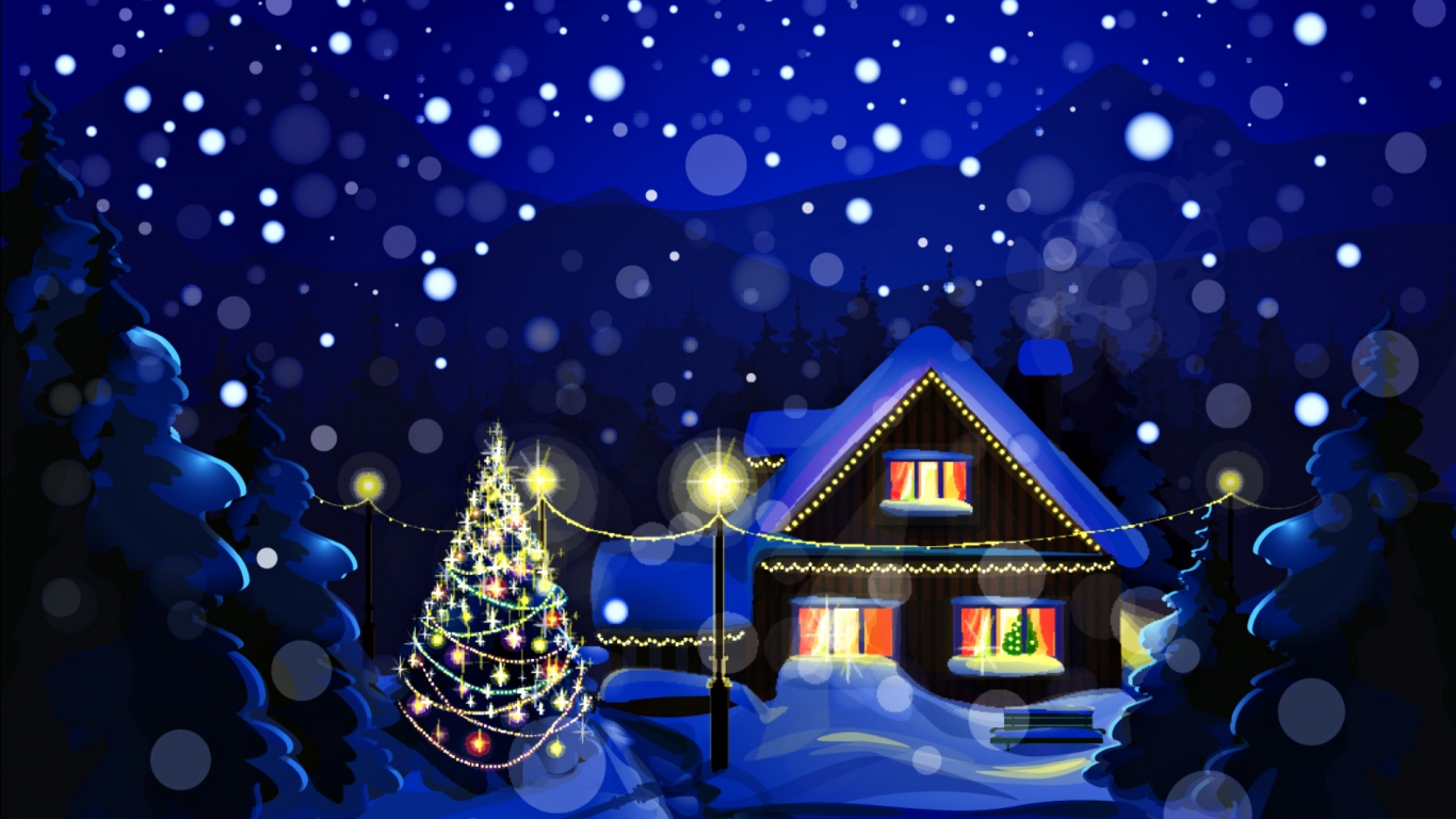 Dream Winter House 1366 x 768 HDTV Wallpaper