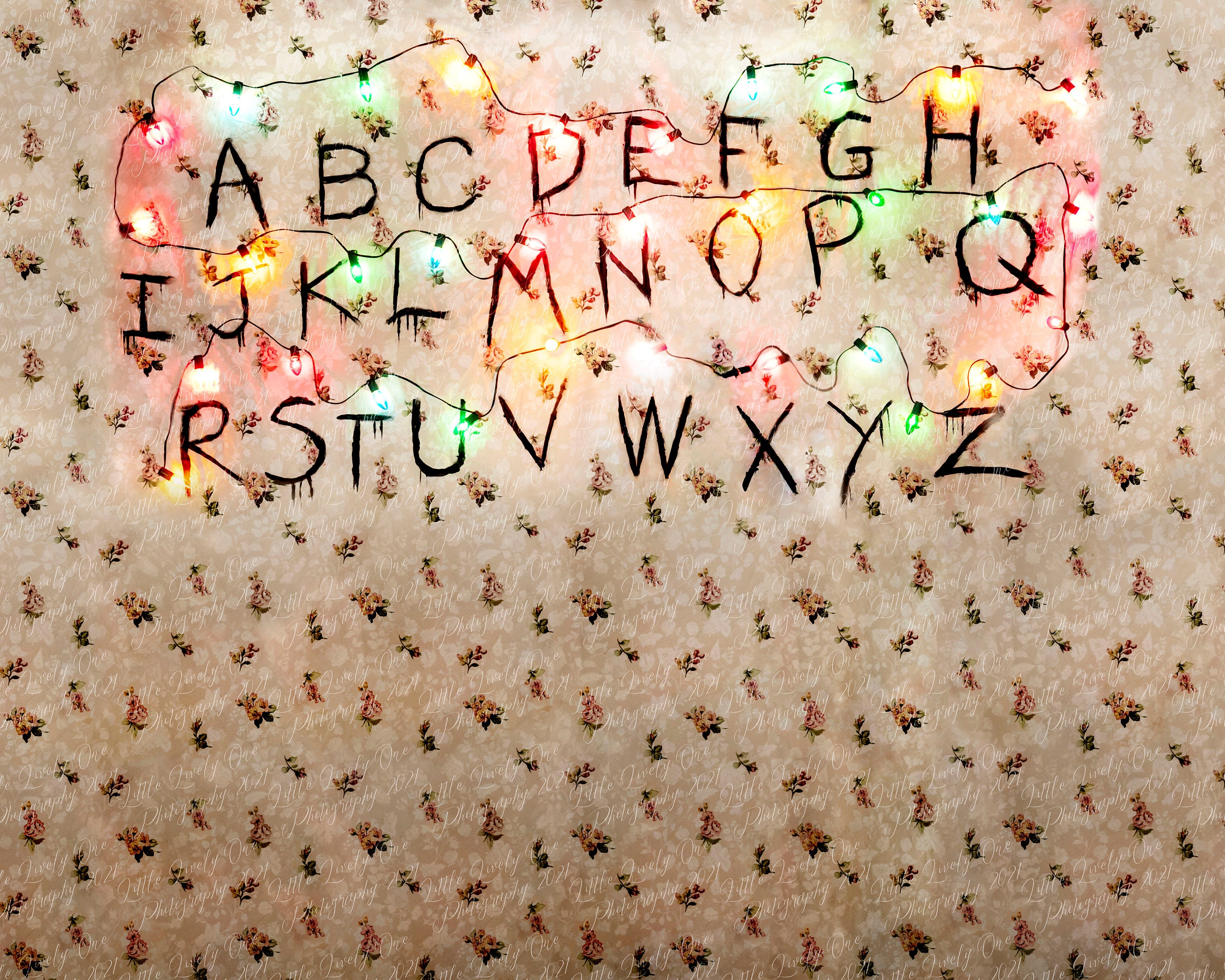 Digital Background, Digital Backdrop, Stranger Things, Stranger Things Wall, Alphabet Wall, Stranger Things Background, Alphabet With Lights