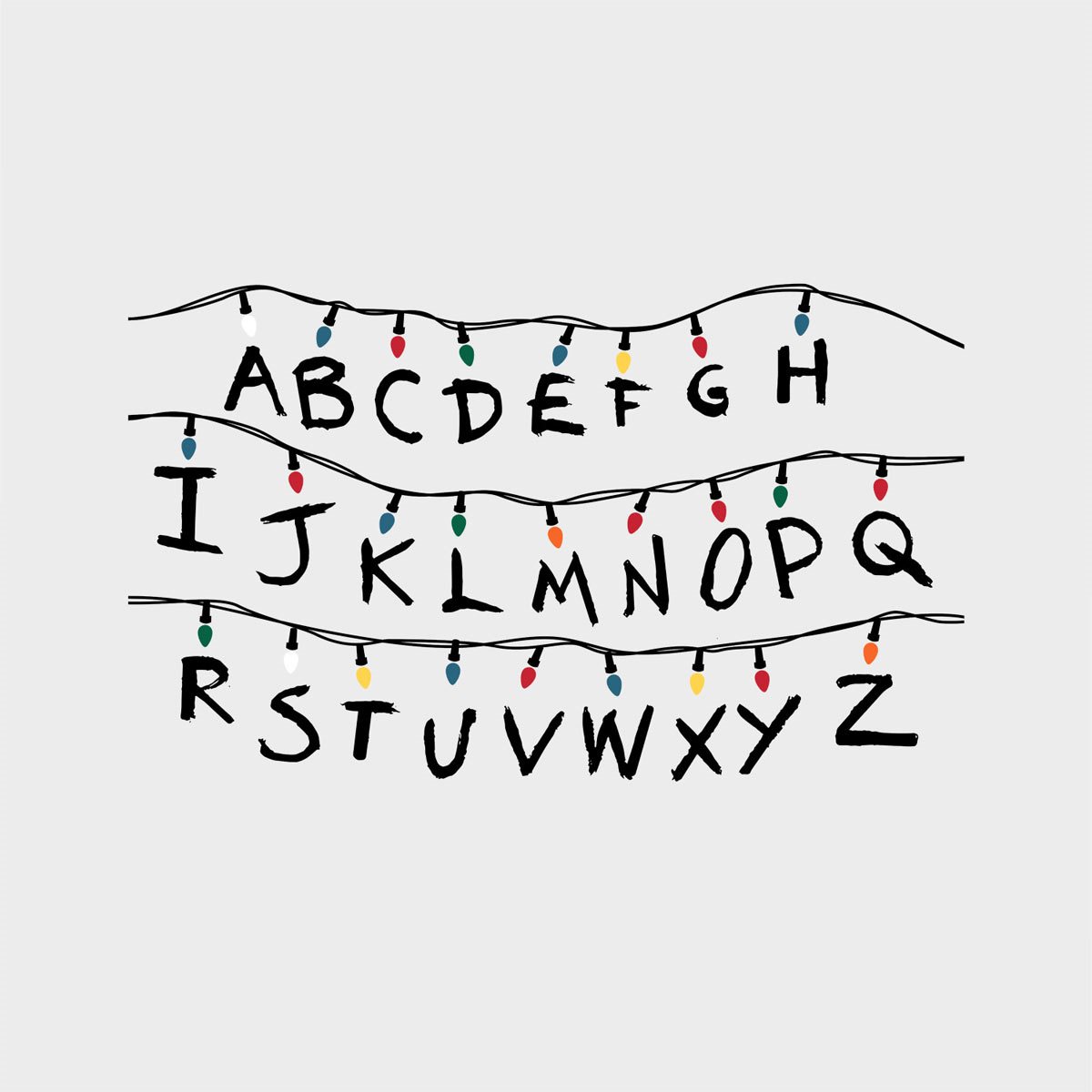 Stranger Things Christmas Light Peel and Stick Giant Wall Decals with Alphabet