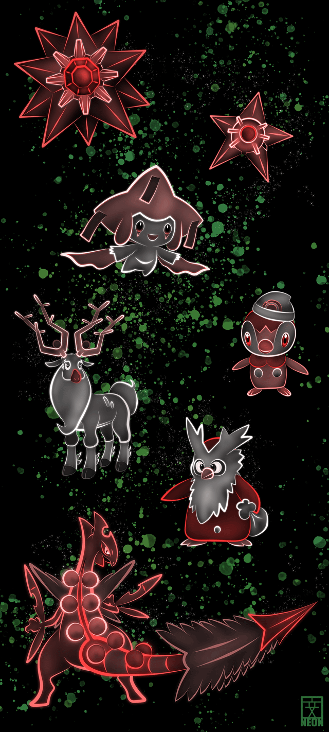 Neon Christmas Pokemon Wallpaper for Phones versions [1440x3200]