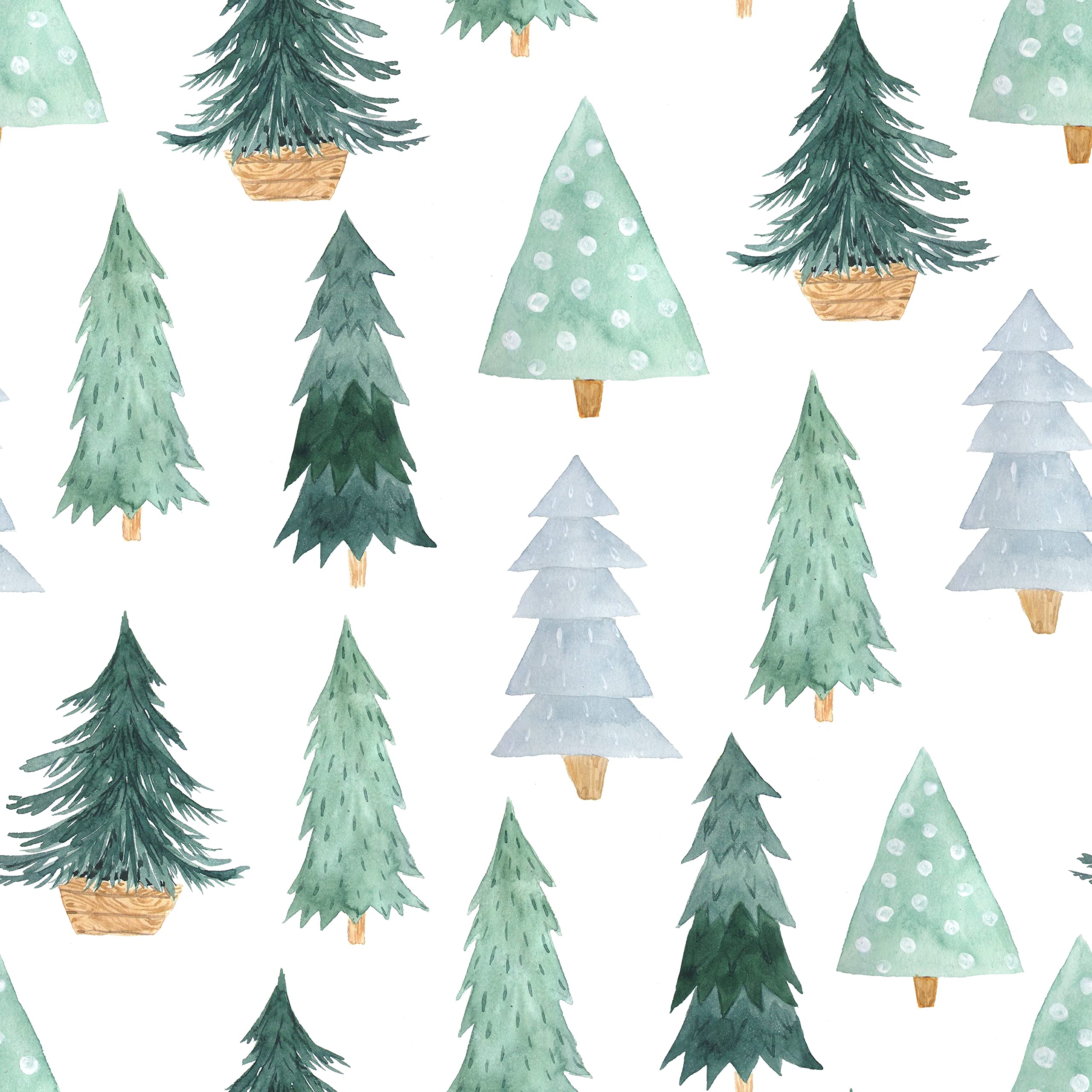 Christmas Tree Decor Peel and Stick Wallpaper Green Cartoon Pines Contact Paper Removable Waterproof Wallpaper Vinyl Self Adhesive Wallpaper for Kids Bedroom Living room Decorative 17.71in x 118.1in
