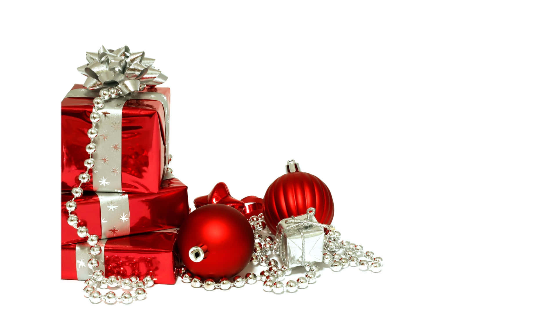 Download Simple Red Christmas Ornaments White Background Wallpaper