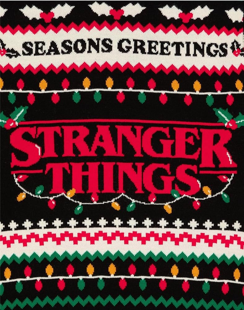 Stranger Things Adults Christmas Jumper Mens Womens Upside Down Knitted Sweater Small Black, Clothing, Shoes & Jewelry