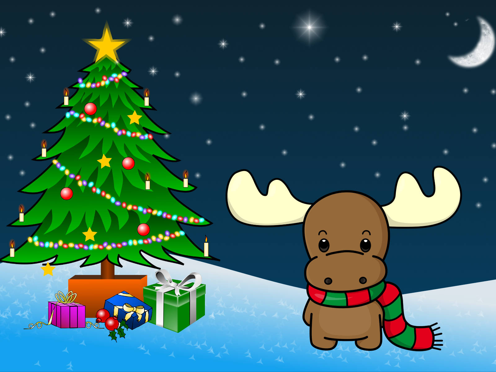 Download Christmas Aesthetic Desktop Cartoon Tree Wallpaper