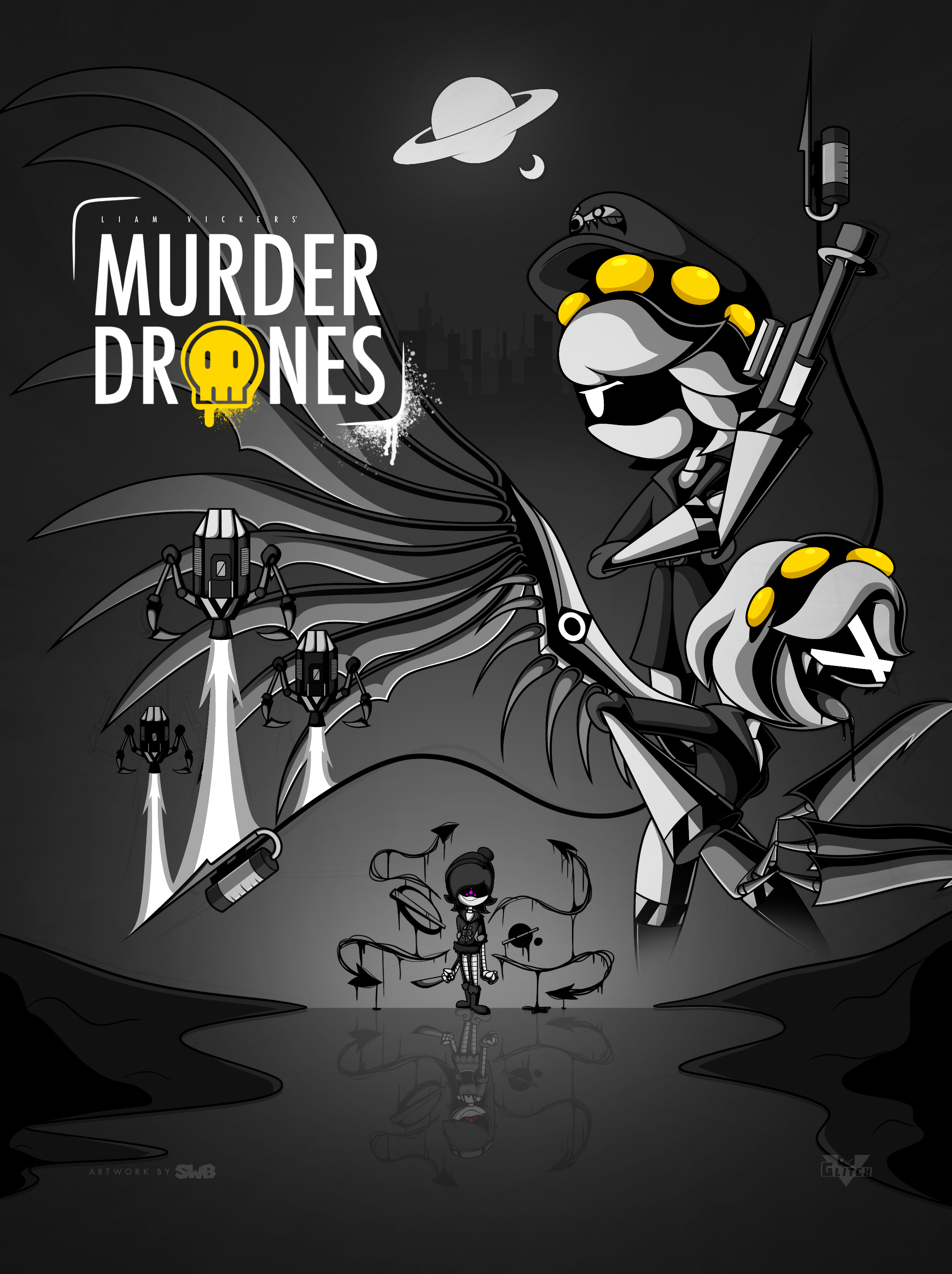 The Murder Drones Poster is done!!! (Yes, I did All the art!)